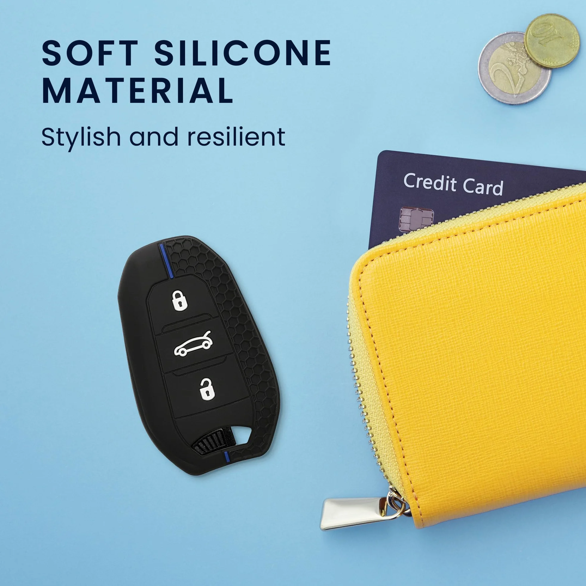 kwmobile Silikonowe etui ochronne na kluczyk samochodowy Peugeot Citroen 3-przyciskowy Keyless Go czarny