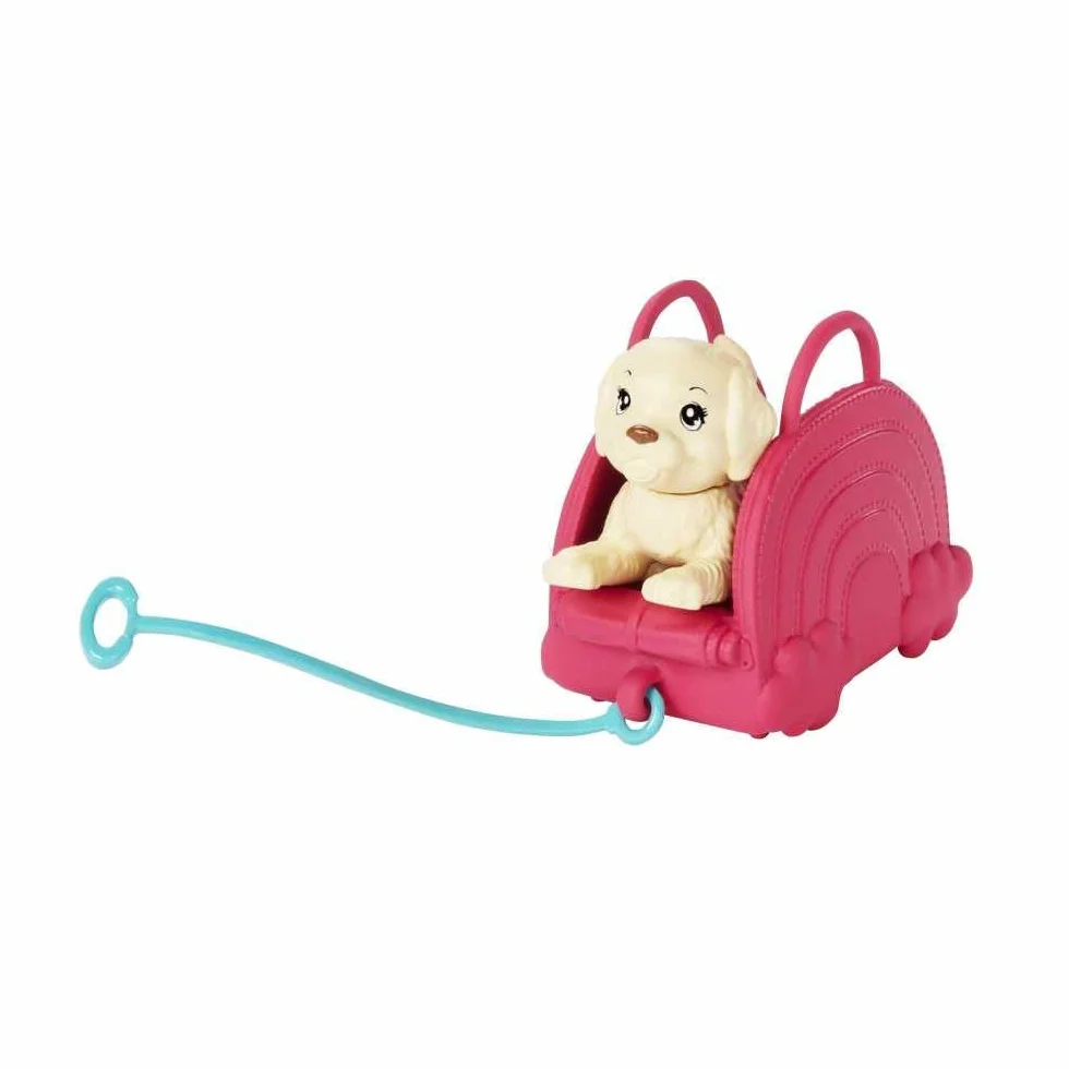 Barbie Chelsea Small Doll & 6 Accessories, Travel Set with Puppy, Pet Carrier & Backpack that Opens & Closes, Blonde Hair, HJY17