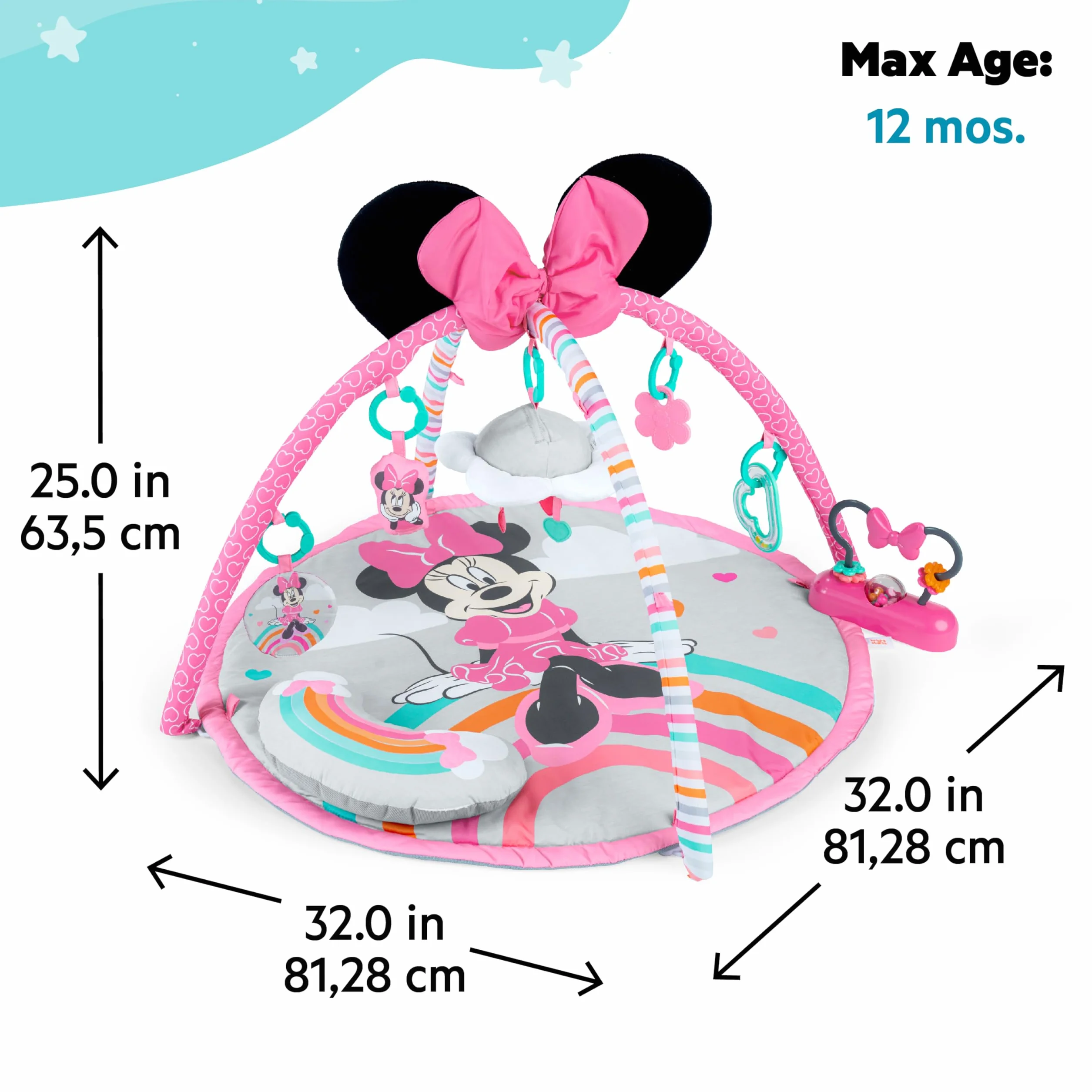 Bright Starts, Disney Baby MINNIE MOUSE Forever Besties z muzyką i światłami, róża, noworodki i nie tylko