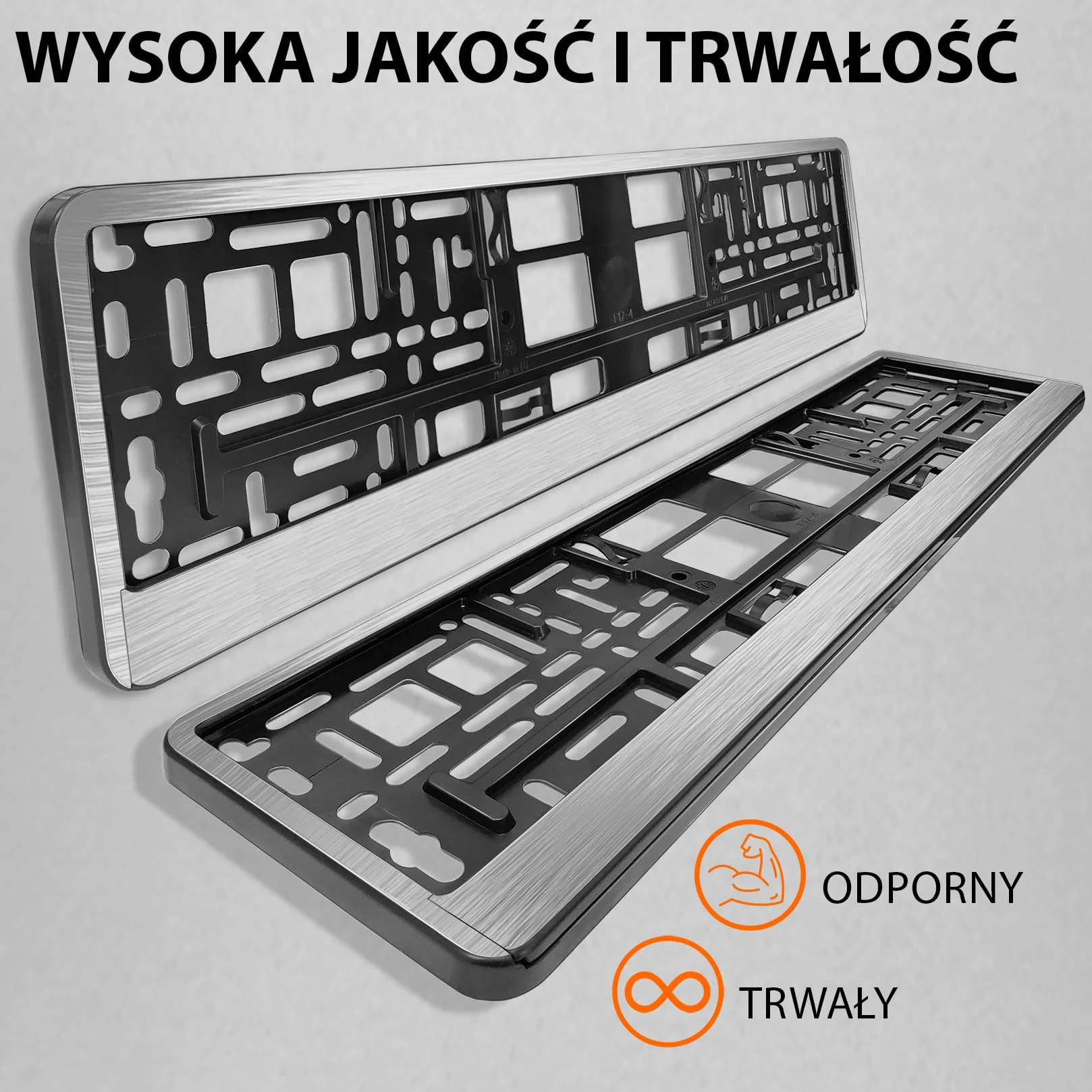 Uchwyt tablicy rejestracyjnej 520x110 mm chrom czesany 2 szt. Ramka do tablic rejestracyjnych