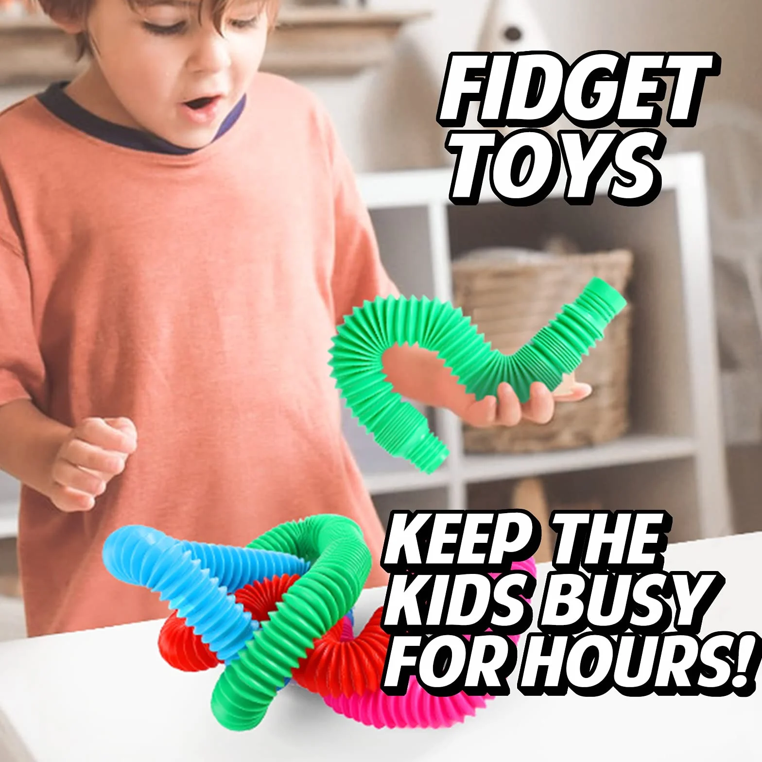 Fidget Pop Tube zabawki dla dzieci i dorosłych, 4 sztuki bardzo duże pop wielokolorowy tuby (toobs) sensoryczna zabawka