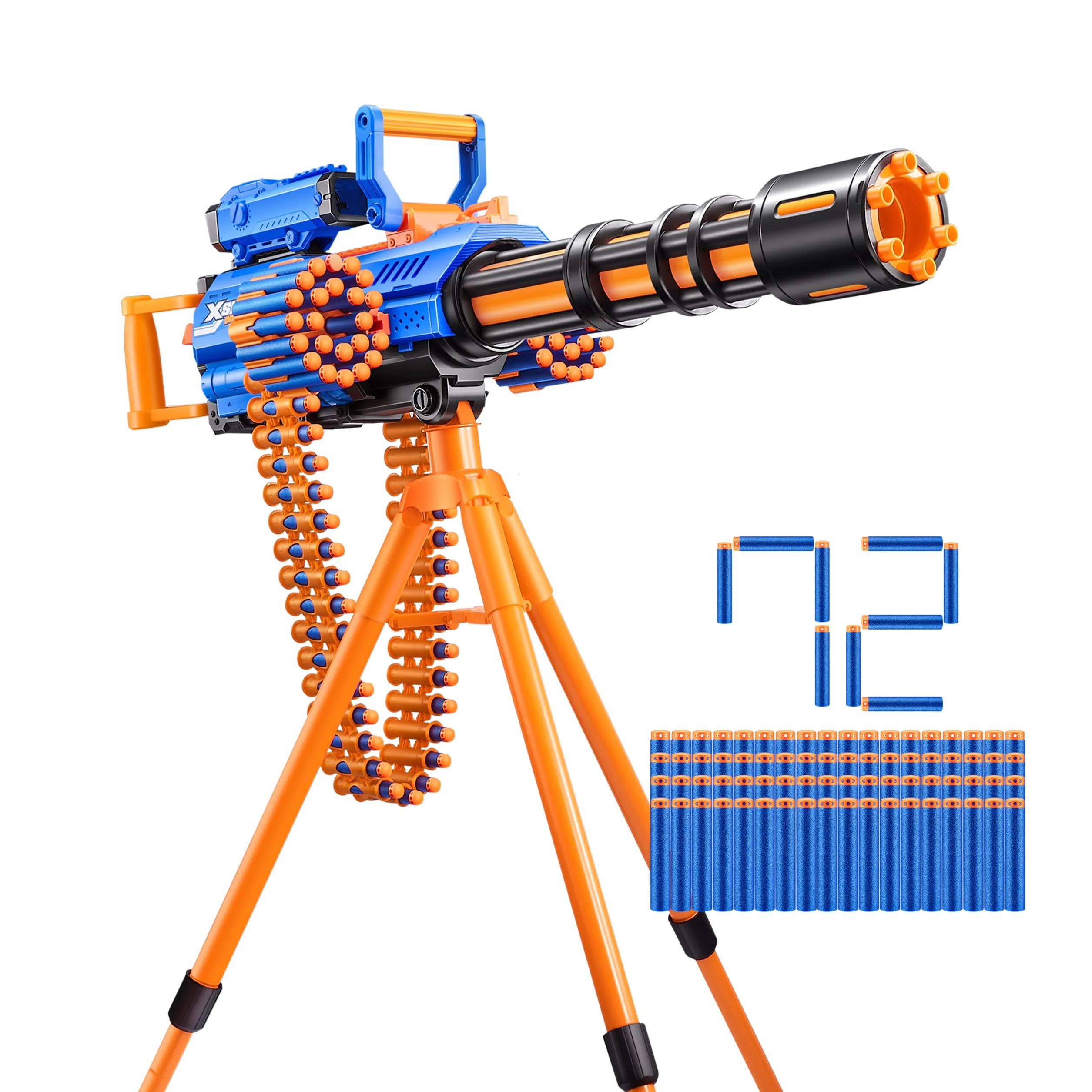 Xshot X-Shot Insanity, Ragefire, Zmotoryzowany Gatlin Blaster Nerf Wyrzutnia Strzałek, Pomarańczowy/Niebieski, Od 8 lat