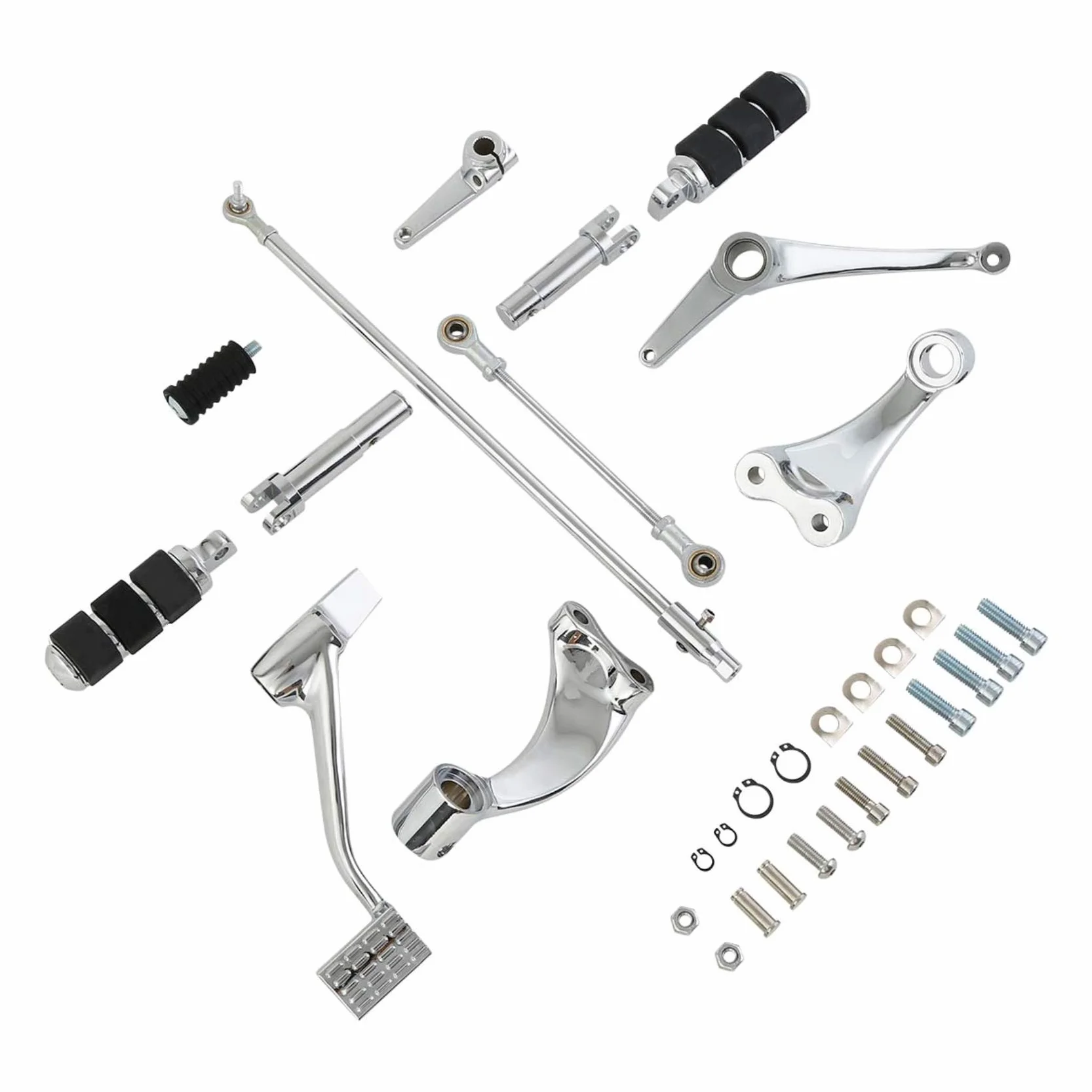 TCMT Sterowanie do przodu, dźwignie zapadkowe, drążki pasujące do Harley Sportster XL 1200 883 2014-2020 (styl B, chrom)