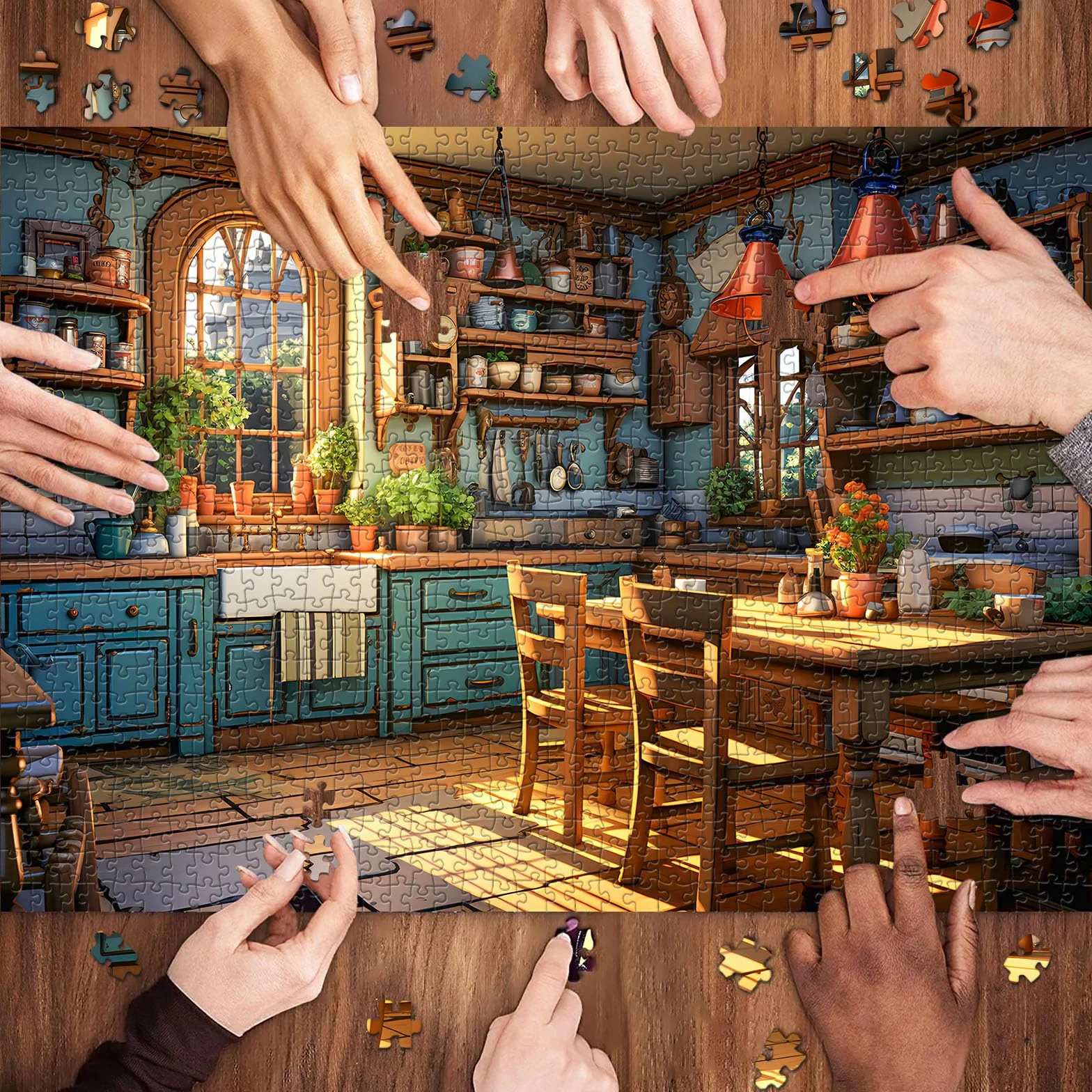 Puzzle 1000 elementów dla dorosłych i dzieci, Impossible Game, prezent z puzzlami, sprytne puzzle, kolorowe puzzle, z motywem ciepłej kuchni