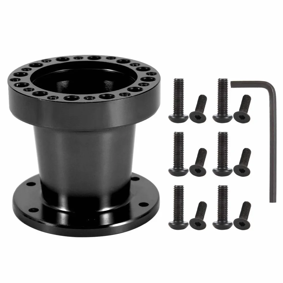 7,5 cm uniwersalny piasta do kierownicy samochodu aluminiowa przekładka kierownica zestaw adapterów do piasty 2 kolory (czarny)
