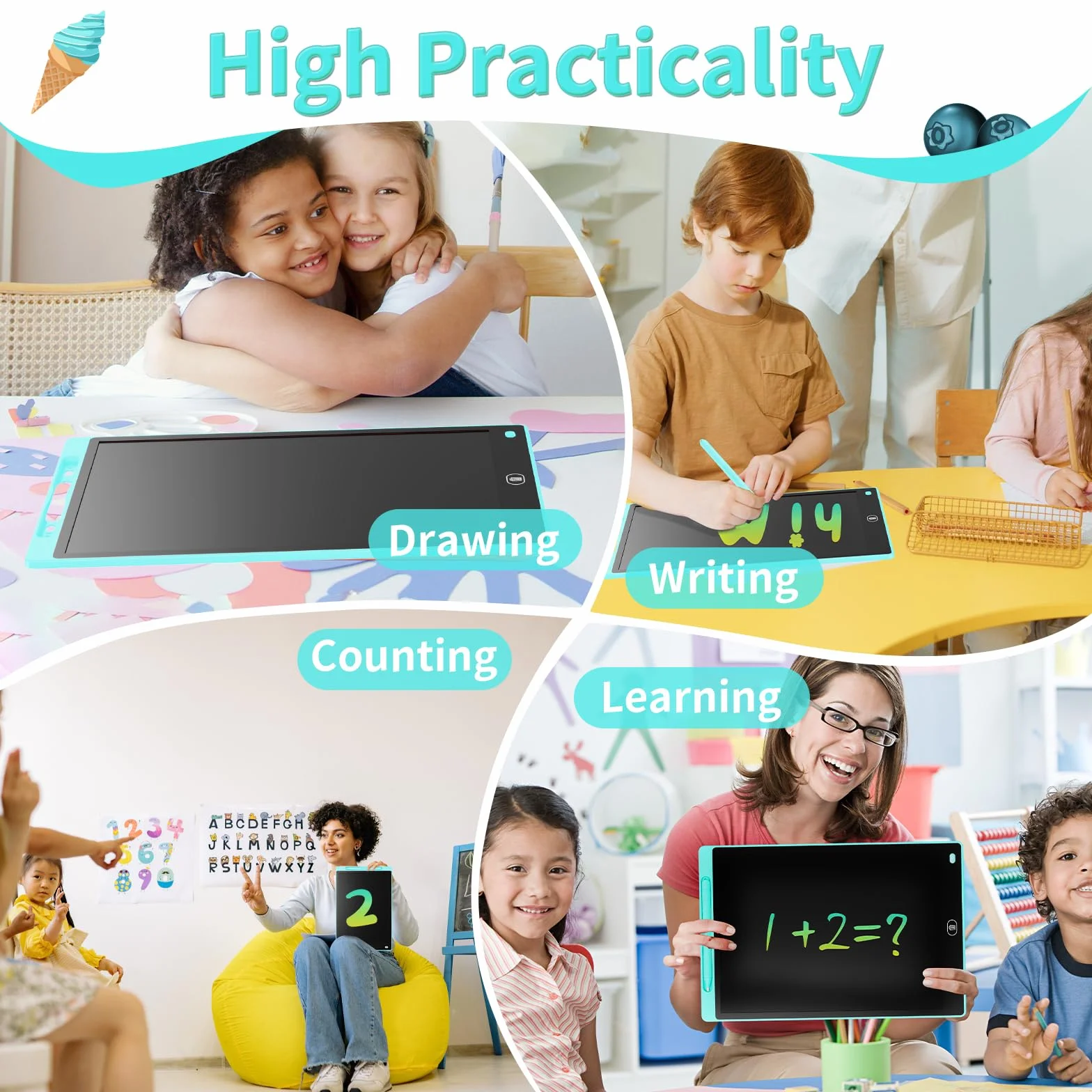 [2 Sztuki]Genialba 8,5-Calowy Tablet LCD do Pisania Kolorowy Ekran Tablica do Rysowania Zabawki dla Edukacyjne Prezenty Boże Narodzenie, dla Chłopców i Dziewcząt w wieku 2 3 4 5 lat (Różowy&Niebieski)