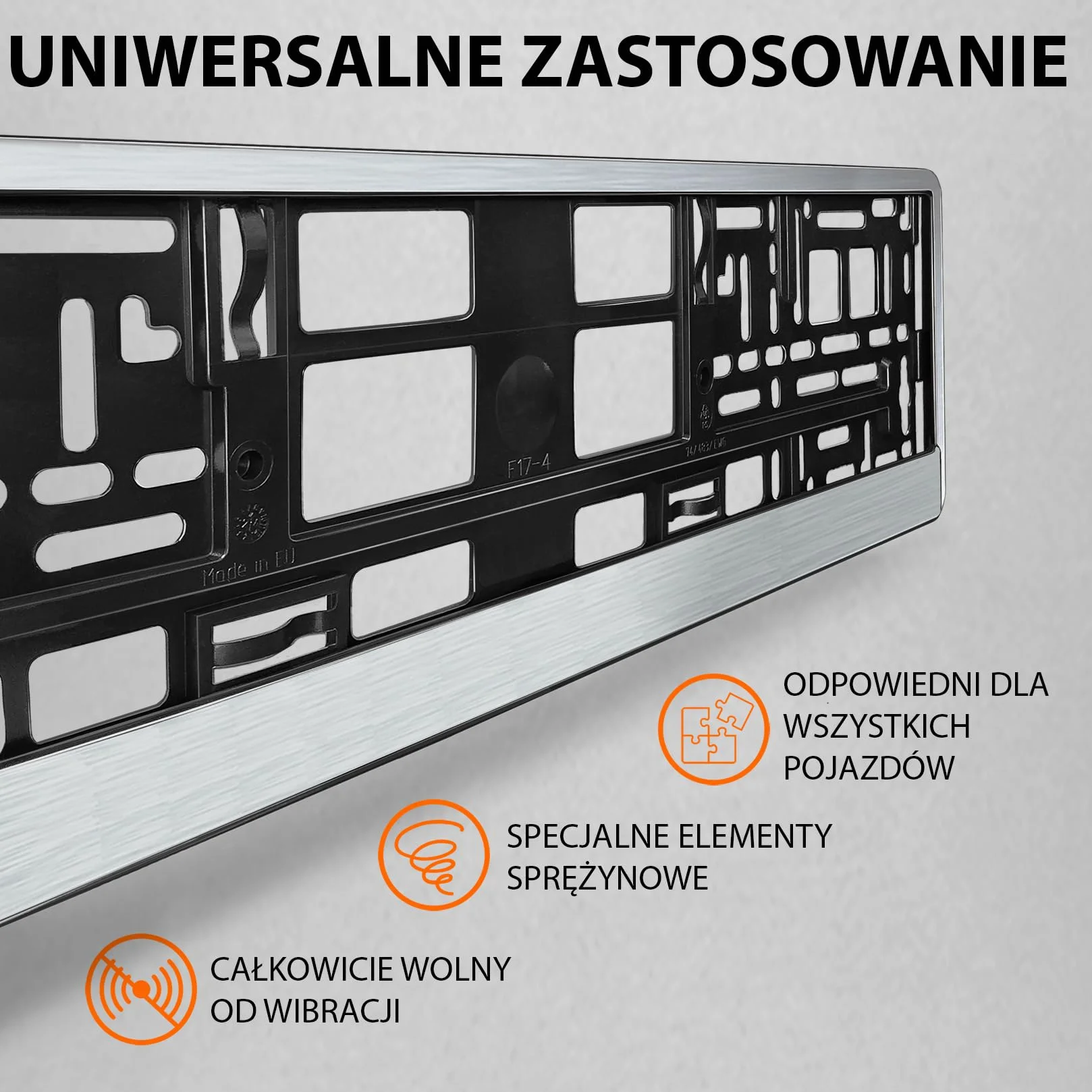 Uchwyt tablicy rejestracyjnej 520x110 mm chrom czesany 2 szt. Ramka do tablic rejestracyjnych