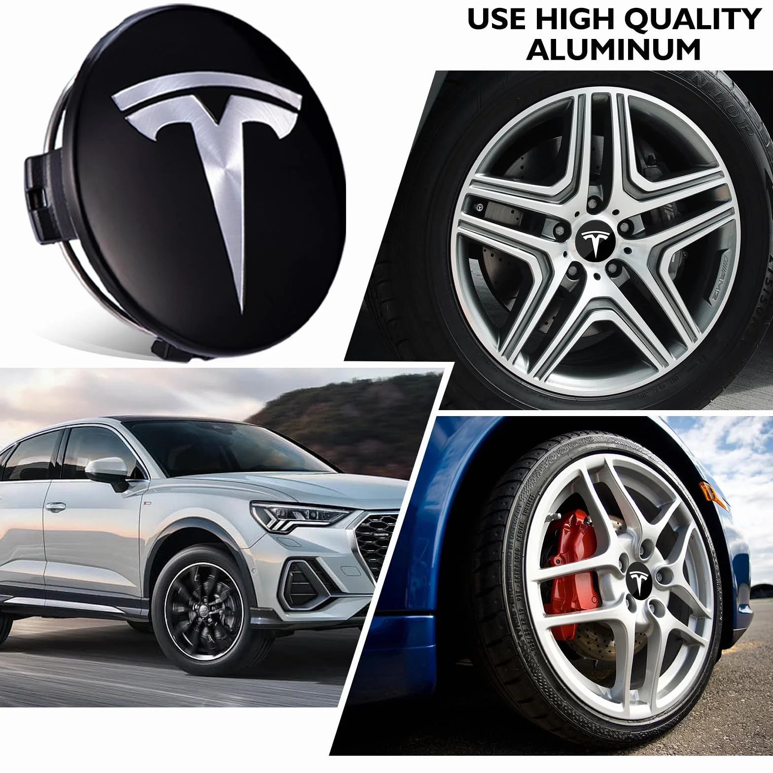 LEKEFETO Zestaw kołpaków Center do Tesla Model 3, Model Y, Model X, Model S