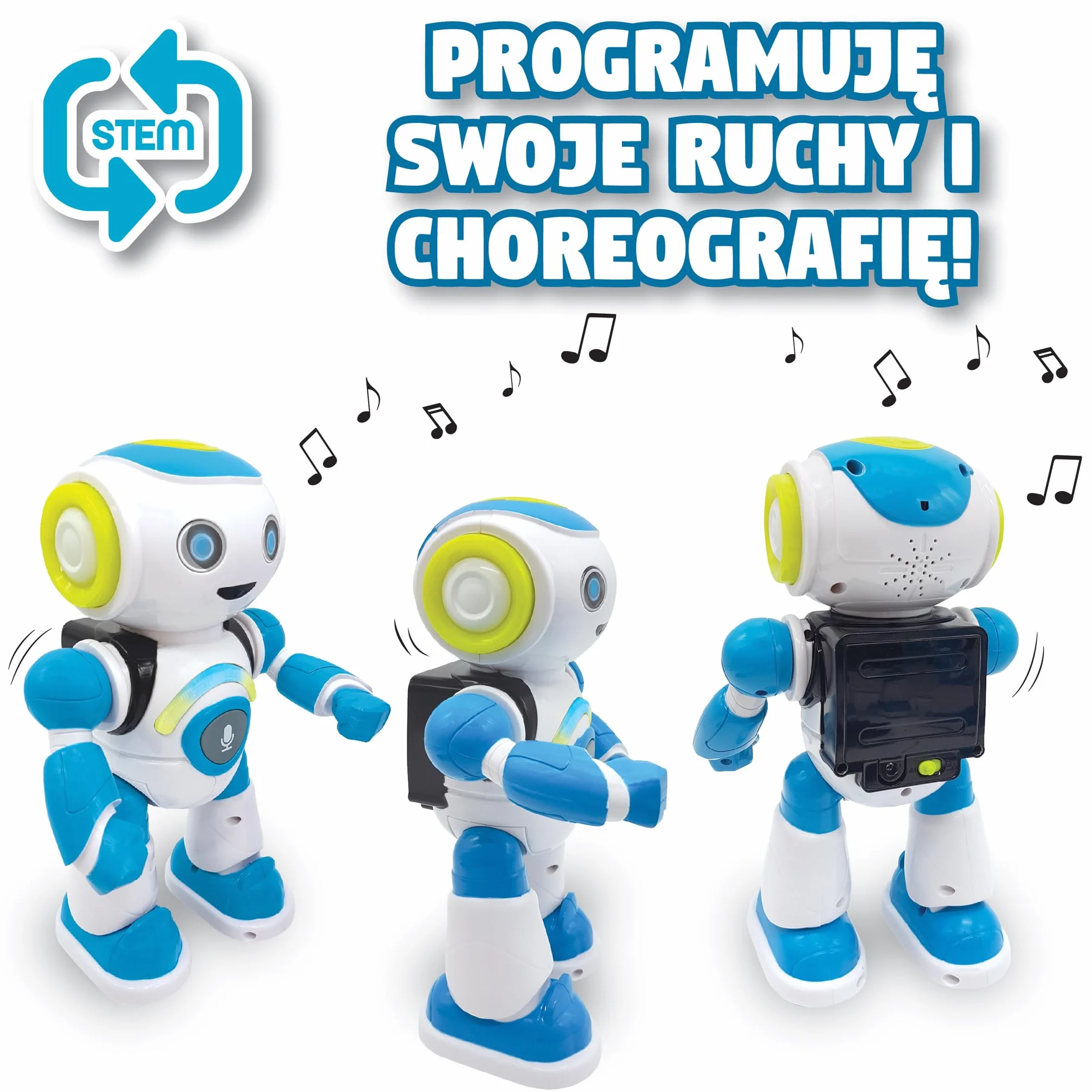Lexibook Powerman Jr, wersja polska, interaktywny inteligentny robot zabawka, który czyta w myślach, zabawka dla dzieci, taniec, muzyka, zwierzęta, ROB20PL