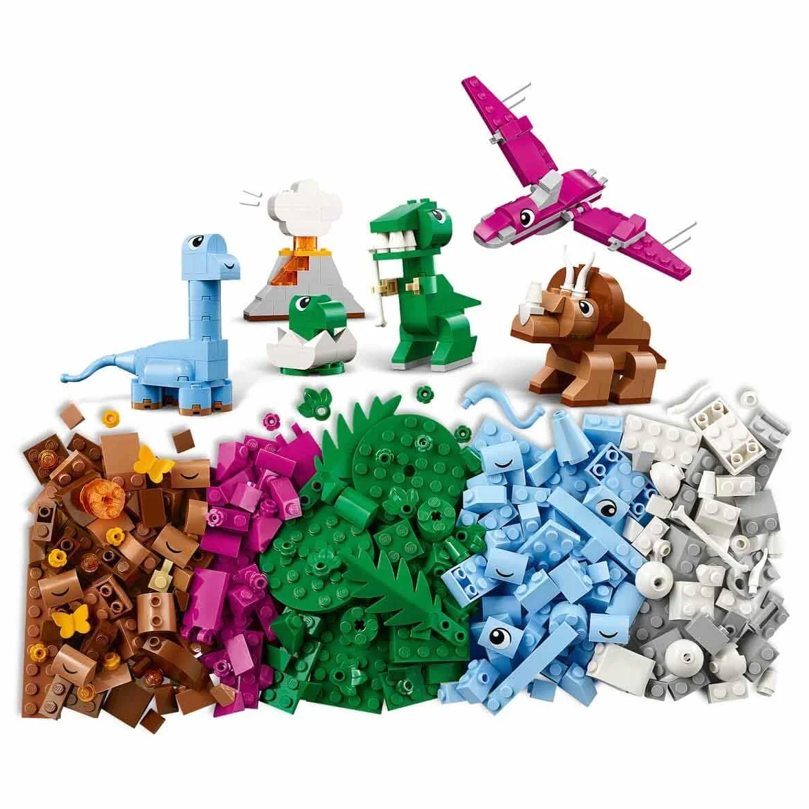 LEGO Classic Kreatywne Dinozaury, Konstrukcyjna Zabawka dla Dziecka do Zbudowania, Figurki Dinozaurów i Akcesoria, w tym T-Rex i Triceratops, Prezent dla 5-latka, dla Chłopca i Dziewczynki, 11041