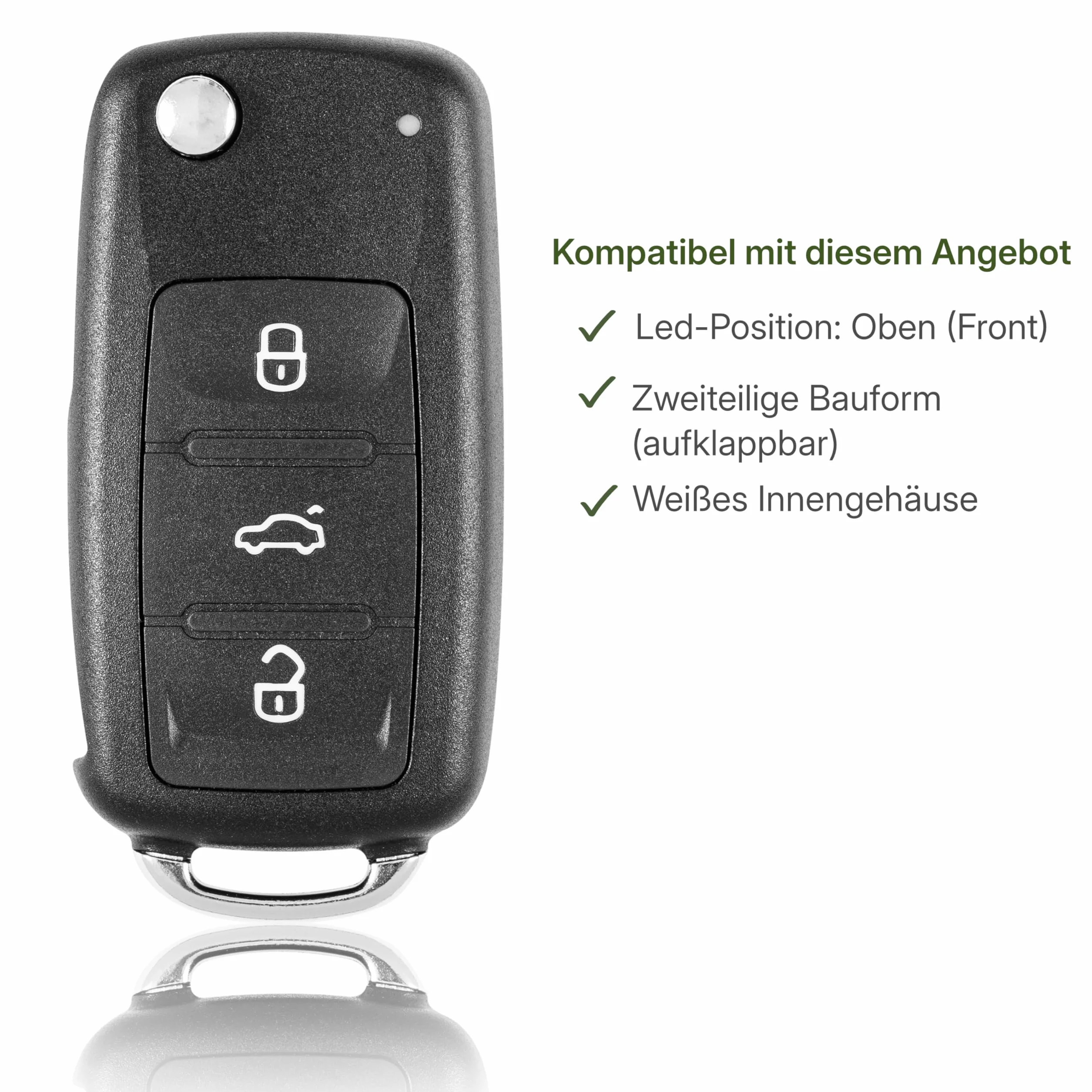 FINTERRY Obudowa Kluczyka Samochodowego kompatybilna z Volkswagen Golf Polo Tiguan Passat Skoda Octavia Superb Seat Leon Ibiza 3 Przyciski
