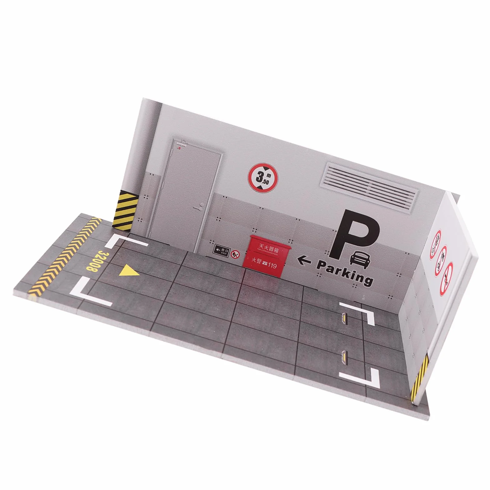 3 szt. Model Parkingu, Model Parkingu w Skali 1:32 Innowacyjna Symulacja PVC łatwy montaż Projekt do Kolekcji (Model parkingu)