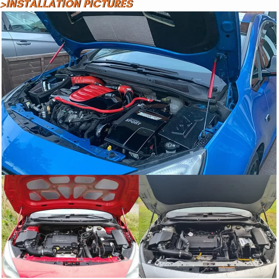 JINGLINGKJ Amortyzator maski do Astra J MK6 2009-2014, podpora klapy 2 sztuki (czarne włókno węglowe)