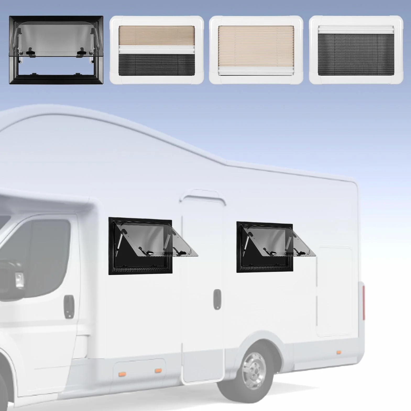 Okno Wyjściowe RV 16x12 Cali Wymiana z Osłona Przeciwsłoneczna Dwuwarstwowa Odporna na Promieniowanie