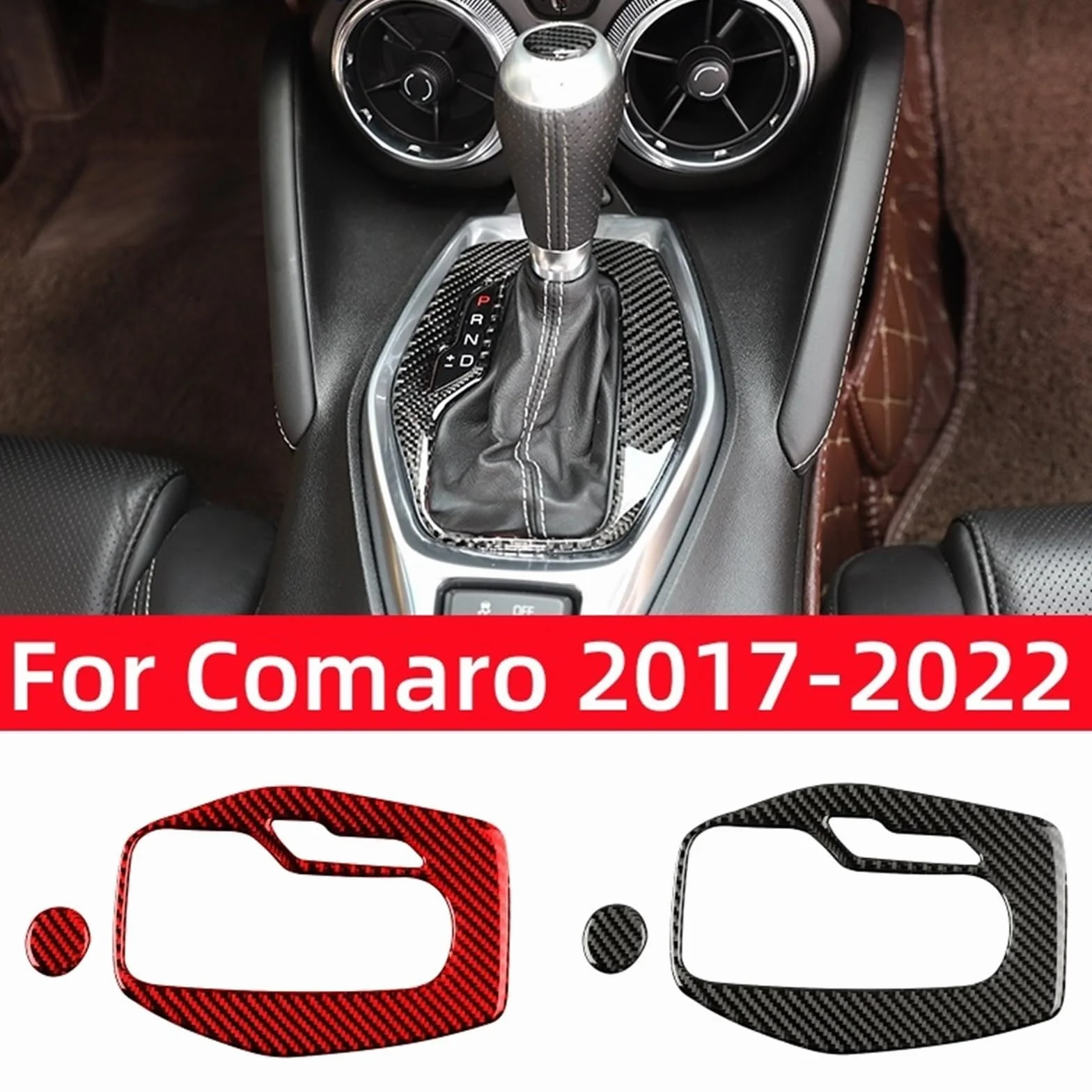 Car Gear Shift Panel,Fit For Chevrolet, Camaro 2017-2022 Frame Cover Decorative Stickers Interior Real Carbon Fiber osłona konsoli zmiany biegów(Black carbon fiber)