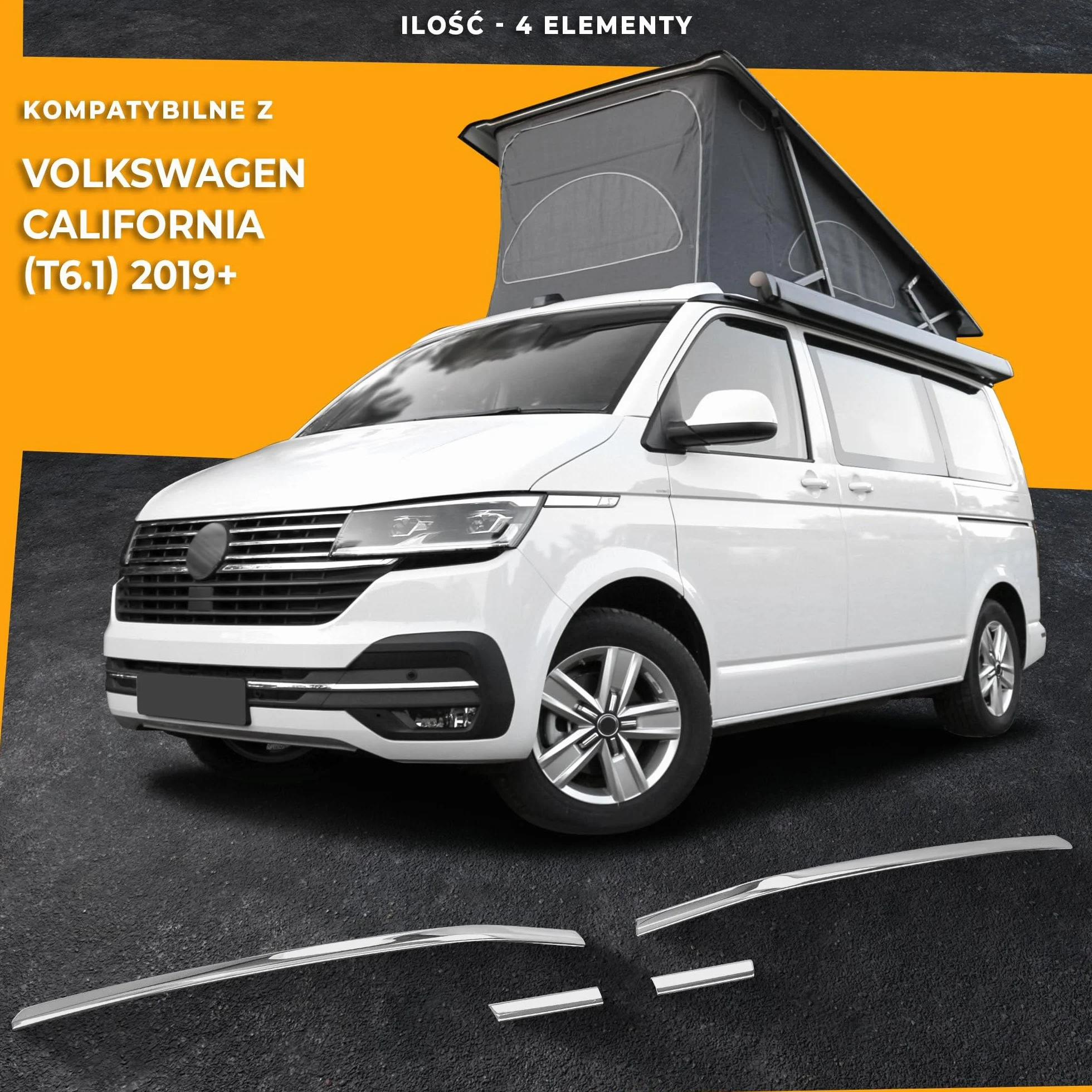 CHROMEMASTER Listwa Atrapy Zderzaka Przedniego Stal Nierdzewna Polerowana Kompatybilna z VW T6.1 California 2019-2024