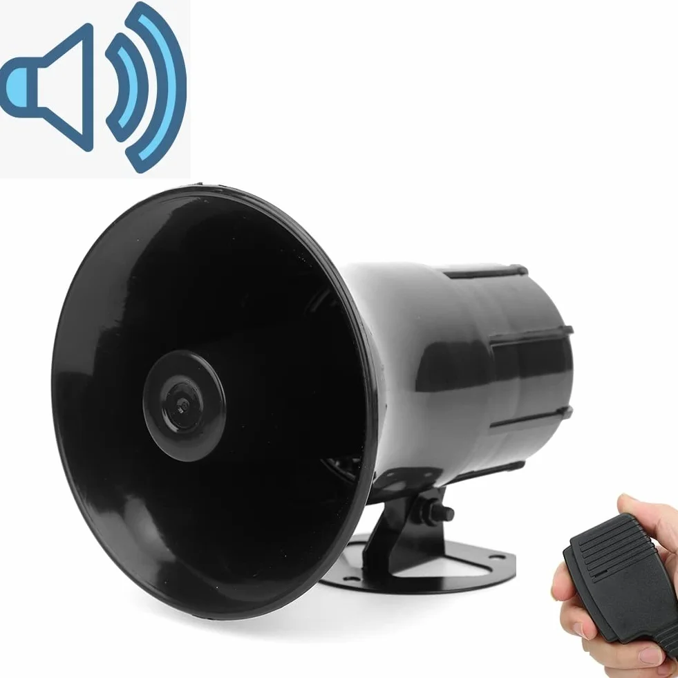 Głośny alarm ostrzegawczy 115 dB, DC 12 V, 3-dźwiękowy głośnik przeciwpożarowy, do użytku wewnątrz i na zewnątrz, do samochodu, elektronicznego mikrofonu klaksonowego, awaryjny głośnik PA z