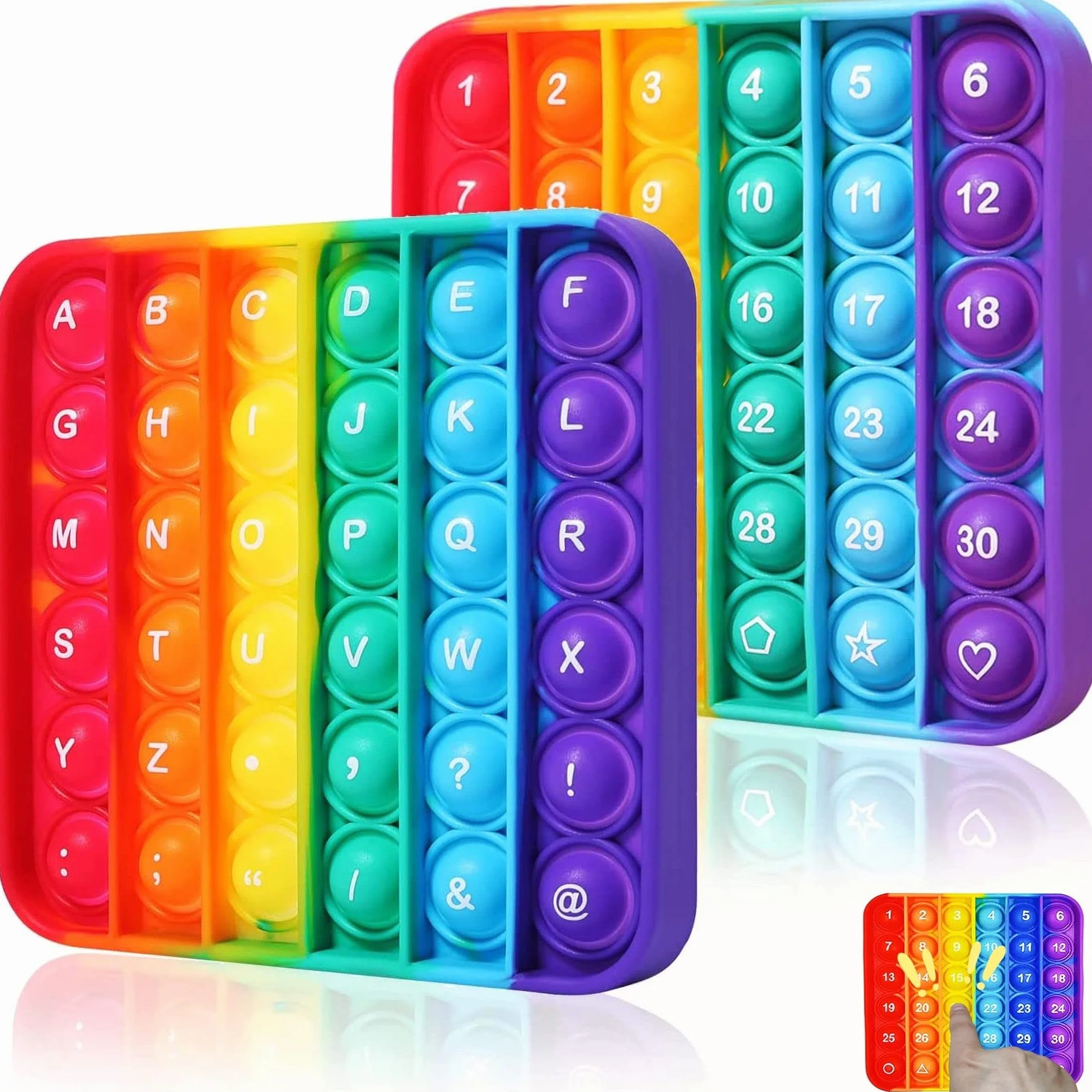 Pop Fidget Toy, Push Bubble Sensory Wybuchające silikonowe bąbelki sensoryczne Zabawka edukacyjna Matematyka Zabawki antystresowe Pop łagodzą stres i niepokój [Losowy]