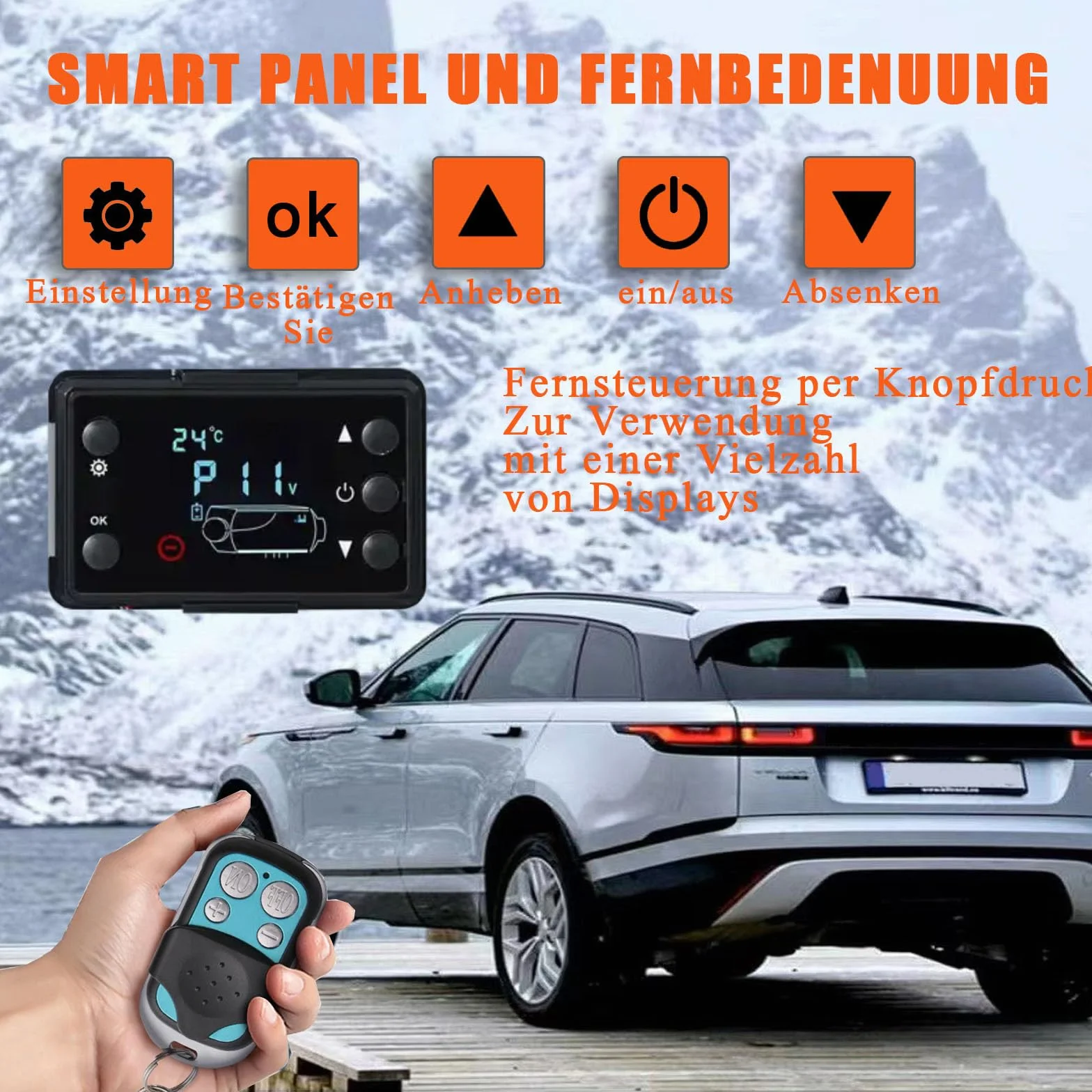 Ogrzewanie postojowe na olej napędowy 12V 8kW z pilotem i monitorem LCD do samochodu ciężarówki łodzi