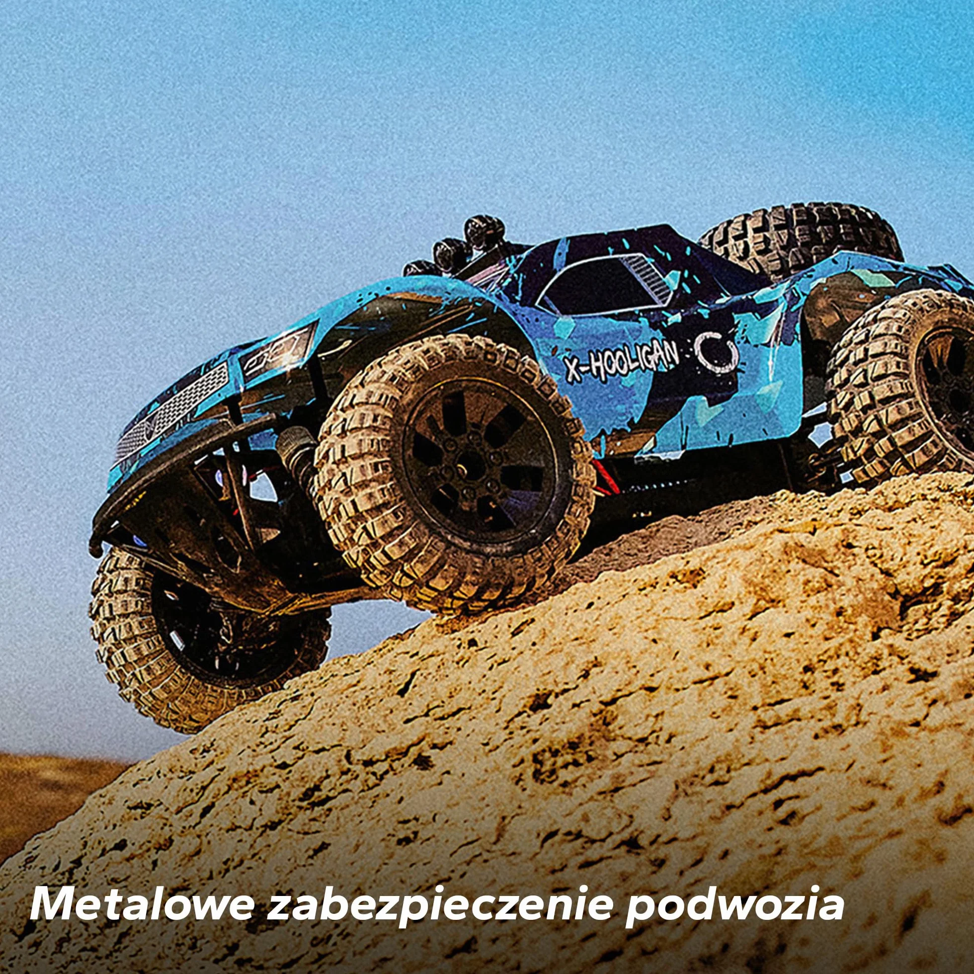 Overmax X-Hooligan duży, szybki, zdalnie sterowany samochód, skala 1:10, prędkość 35 km/h, zasięg 100 m, napęd 4 x 40 minut, oświetlenie LED
