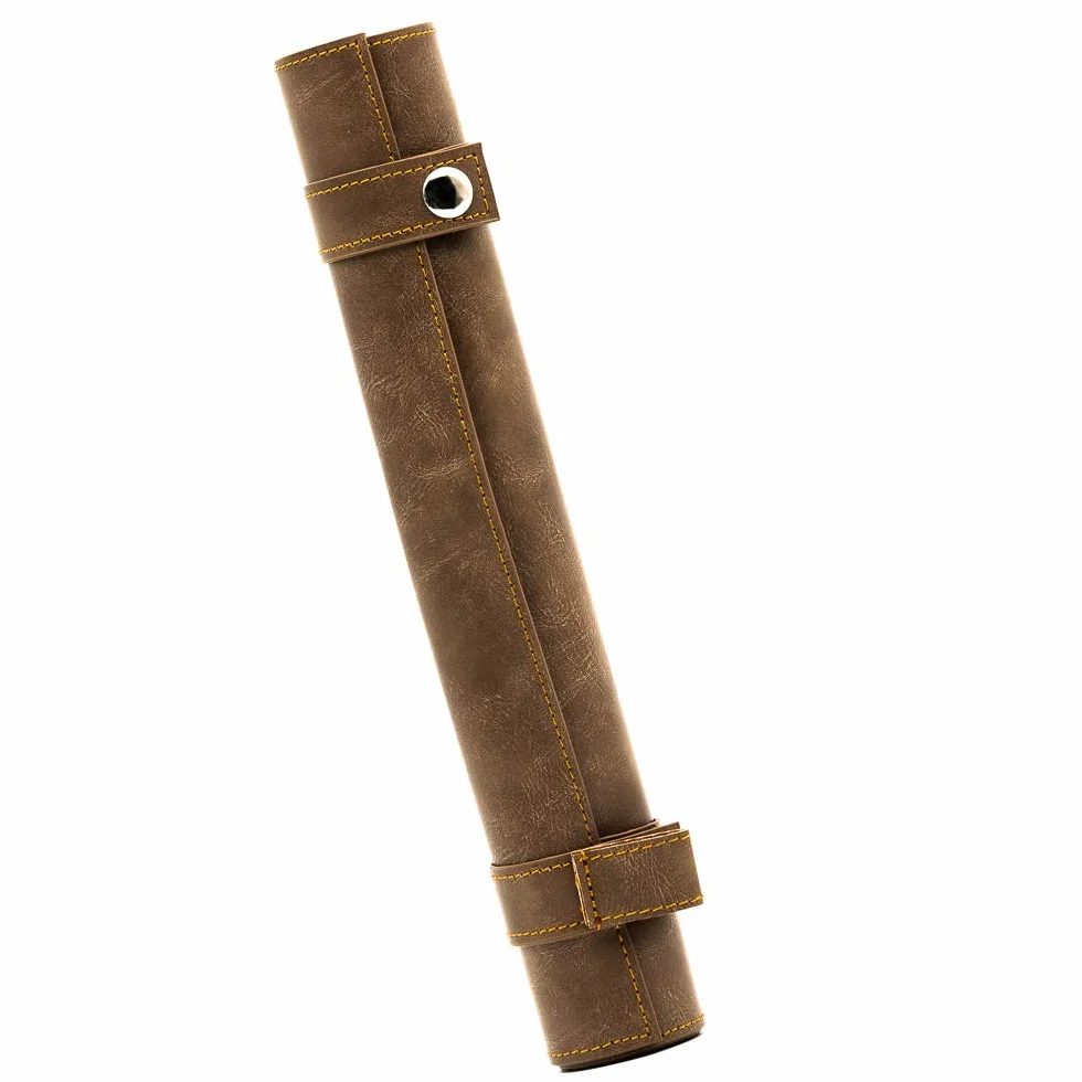 Pen and Paper mata w kształcie kostki – w stylu przewijania, ze sztucznej skóry, do zwijania, z miejscem na kostkę, idealna do DND, DSA, Aborea, Cthulhu itp. (brązowa)