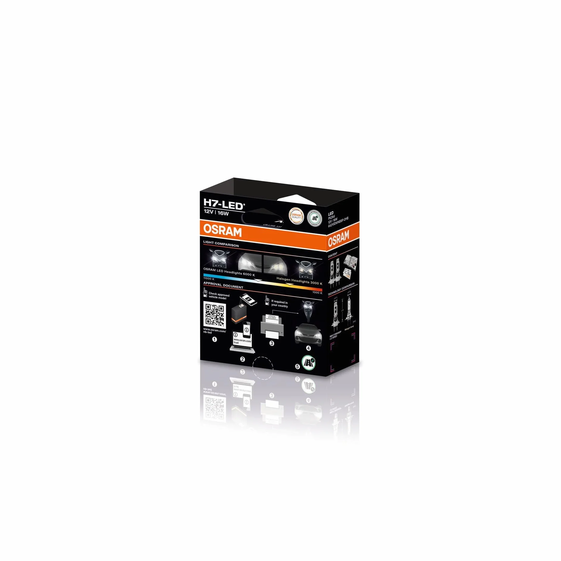 OSRAM NIGHT BREAKER LED SPEED H7 450, światła drogowe i mijania LED z homologacją drogową, do 450% większa jasność, 6000 K, szybki montaż, bez akcesoriów mechanicznych, zintegrowany LEDEC02