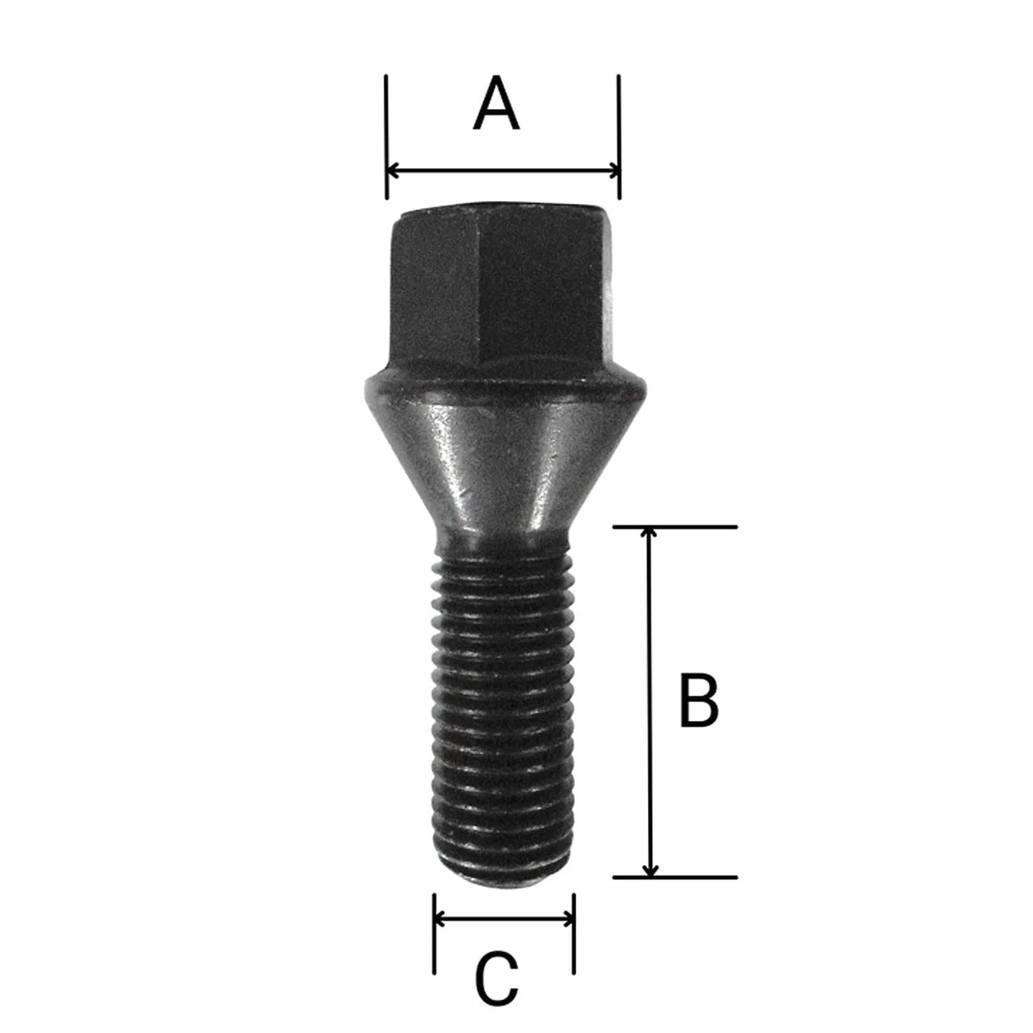 TRACER 20 śrub do kół bolce koła M12x1,25 22 mm stożkowy czarny HEX17