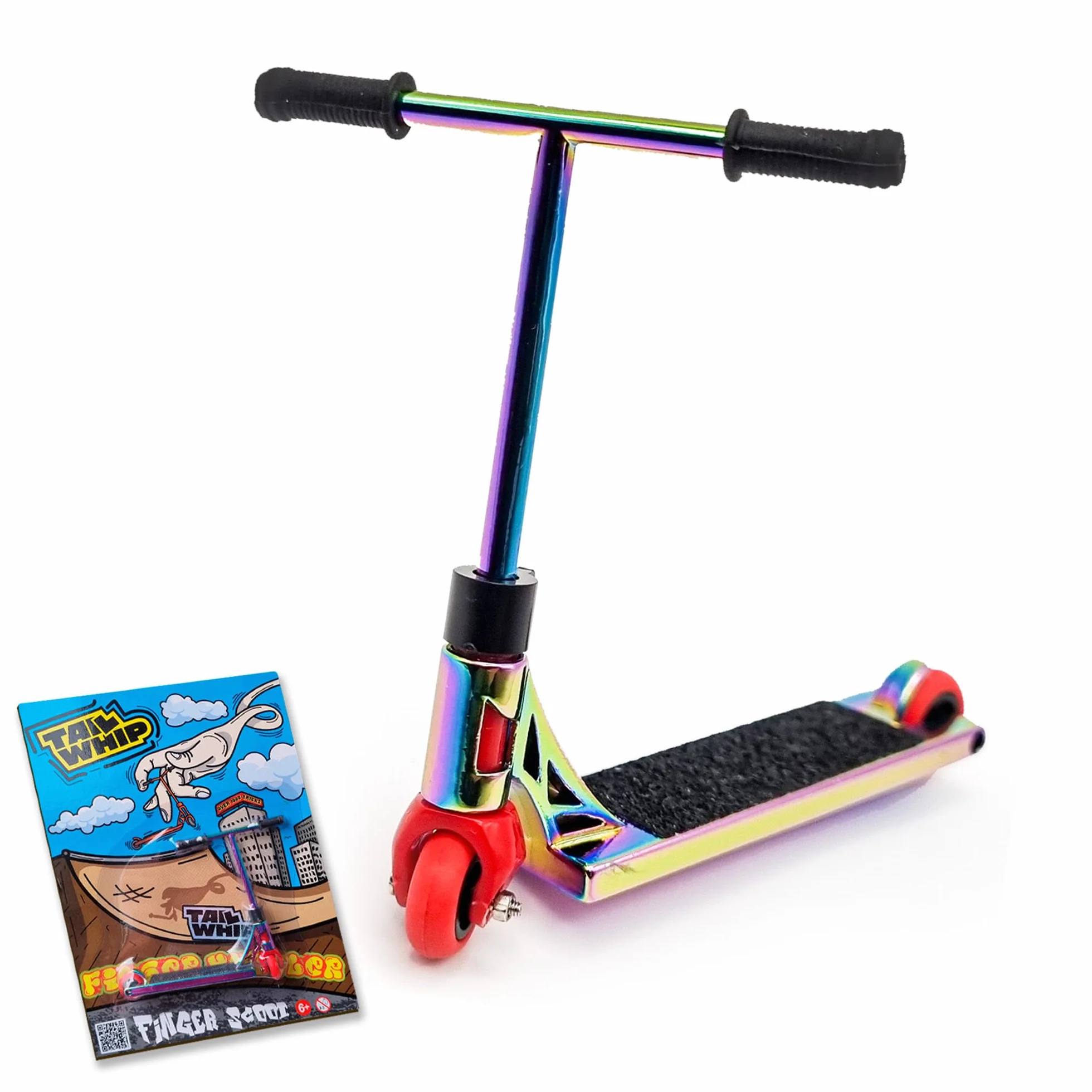 Finger Scooter Metalowy do Niesamowitych Trików od TAIL WHIP, Mini Hulajnoga Na Palce, Zabawka Wspomaga Motorykę Ręczną, Kompatybilna z Finger Tech Skateboard, Finger Skatepark, Finger Bike BMX, mult