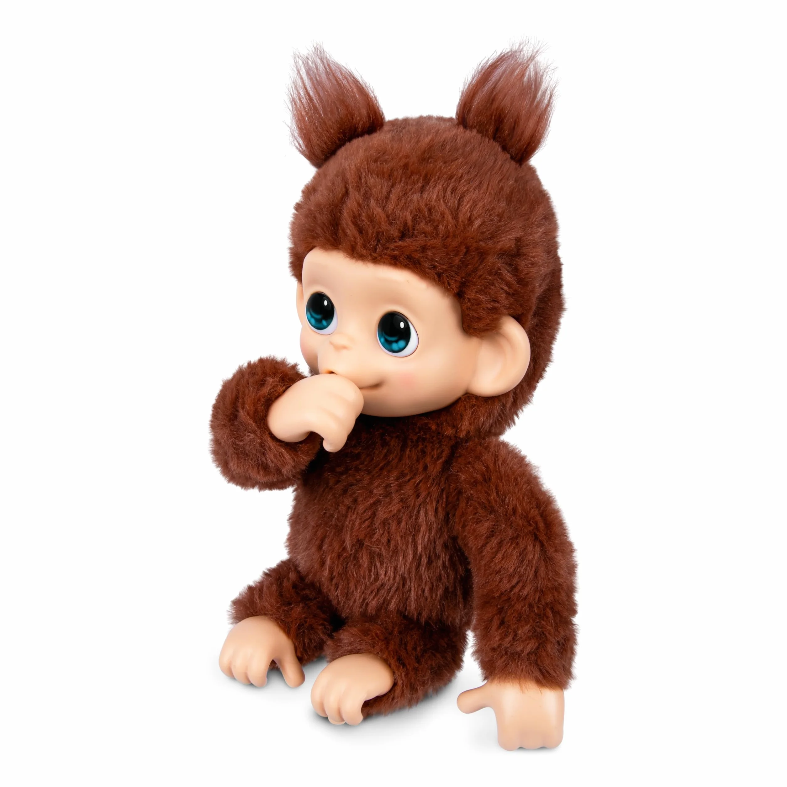 Little Live Pets Baby Monkey Minis – Chikki Cherry. Interaktywna zabawka dla zwierząt domowych. Ponad 20 dźwięków i reakcji. Miękkie brązowe futro. 18,8 cm wysokości. Super realistyczny. Karmić
