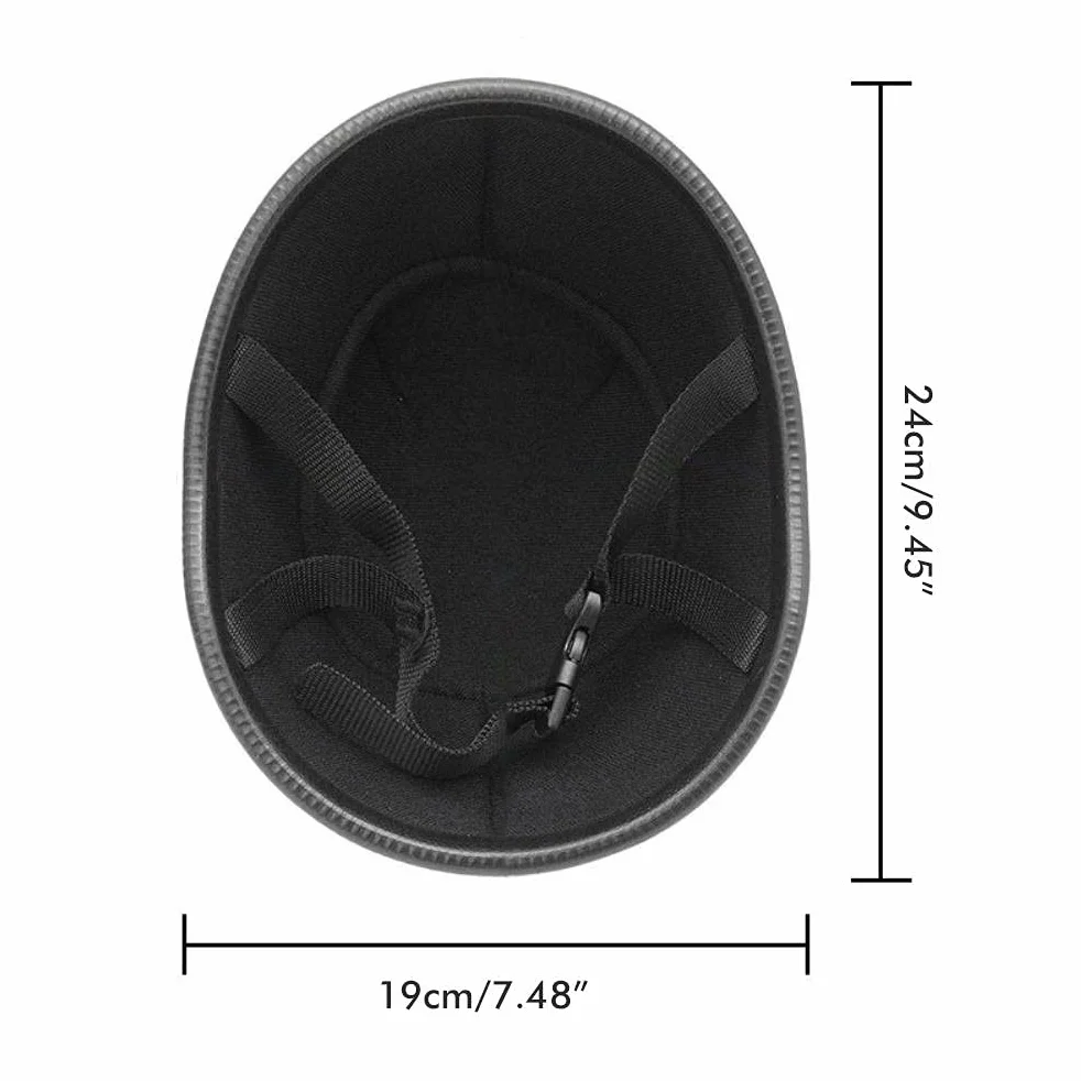 PółKask Motocyklowy Kask Jeździecki Kaski Motocyklowe w Stylu Retro (Jasnoczarny)
