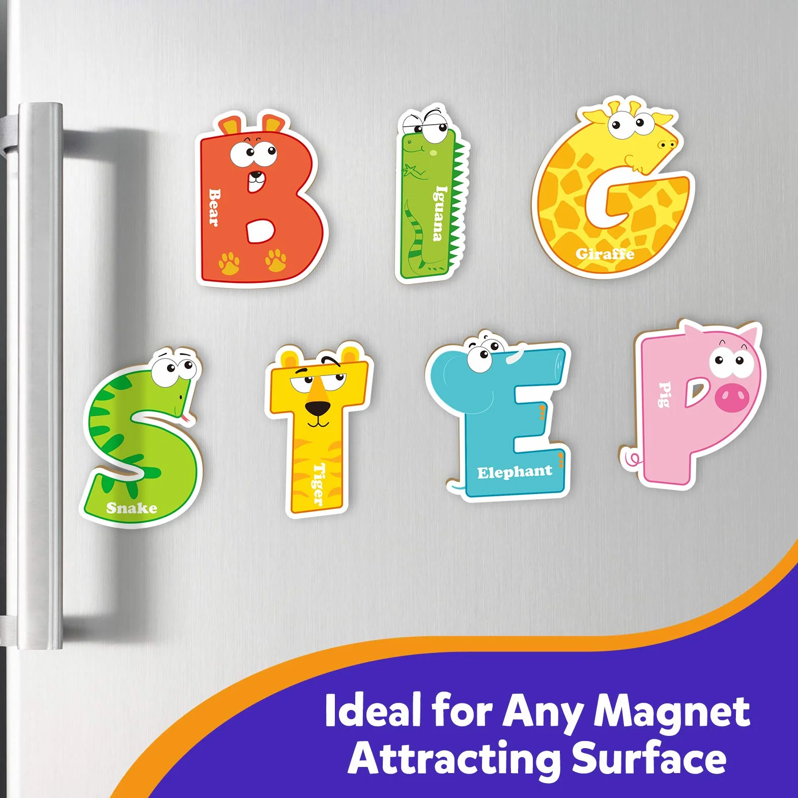 Coogam magnetyczne litery 26 sztuk Jumbo ABC alfabet kolorowy kształt zwierząt duże duże magnesy na lodówkę zestaw zabawek edukacyjnych nauka pisowni gry dla dzieci w wieku 3 4 5 lat