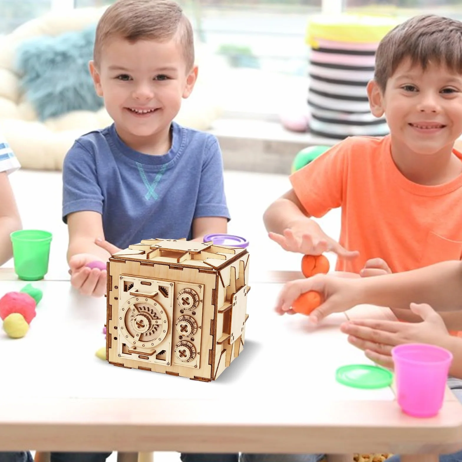 ACESOME Cluebox drewniane puzzle 3D, otwieranie/zamykanie hasła, pudełko z puzzlami, drewniane pudełko dla dorosłych, skarbonka, pudełko na puzzle i prezent, 12 cm