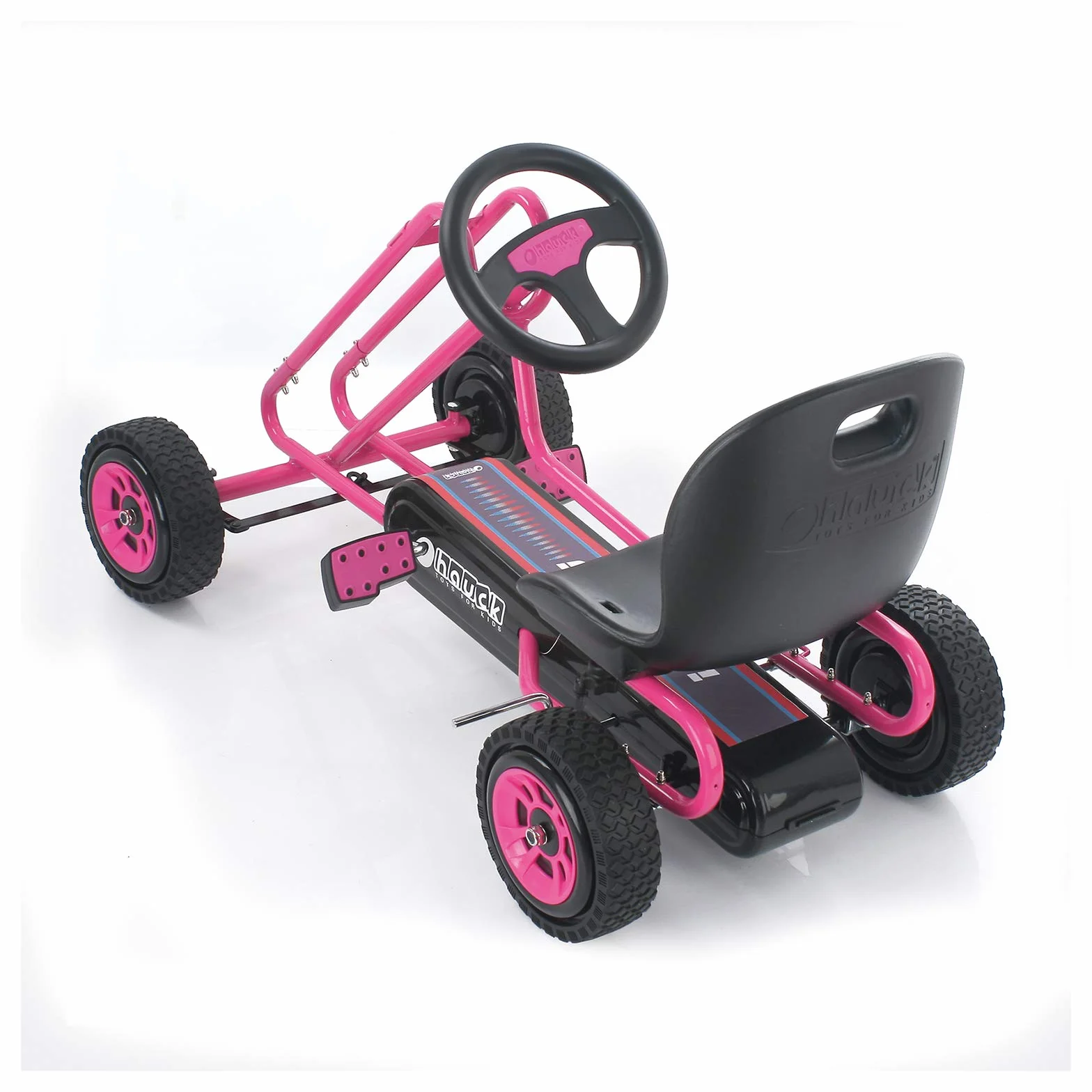 Hauck Lightning Go-Kart - pojazd dziecięcy, opony z gumowym profilem, hamulec ręczny na oba tylne koła, 3-stopniowa regulacja siedziska, różowy