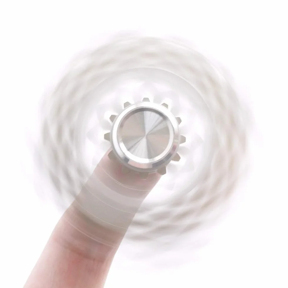 Fidget Spinner, figity Toys, 9 gear link lisse en acier inoxydable en laiton métallique avec roulements stables, durable mécaniquement mobile, Premium figity Toys - Argent