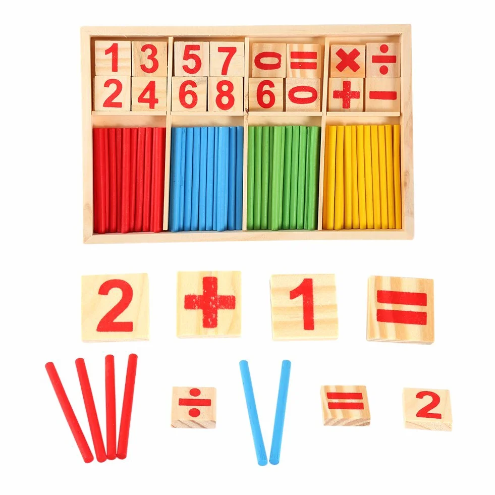 Kolorowe drewniane zabawki dla dzieci, zabawki do matematyki, zabawki edukacyjne, klocki, pręty liczące, drewniana inteligencja matematyczna, wielokolorowa