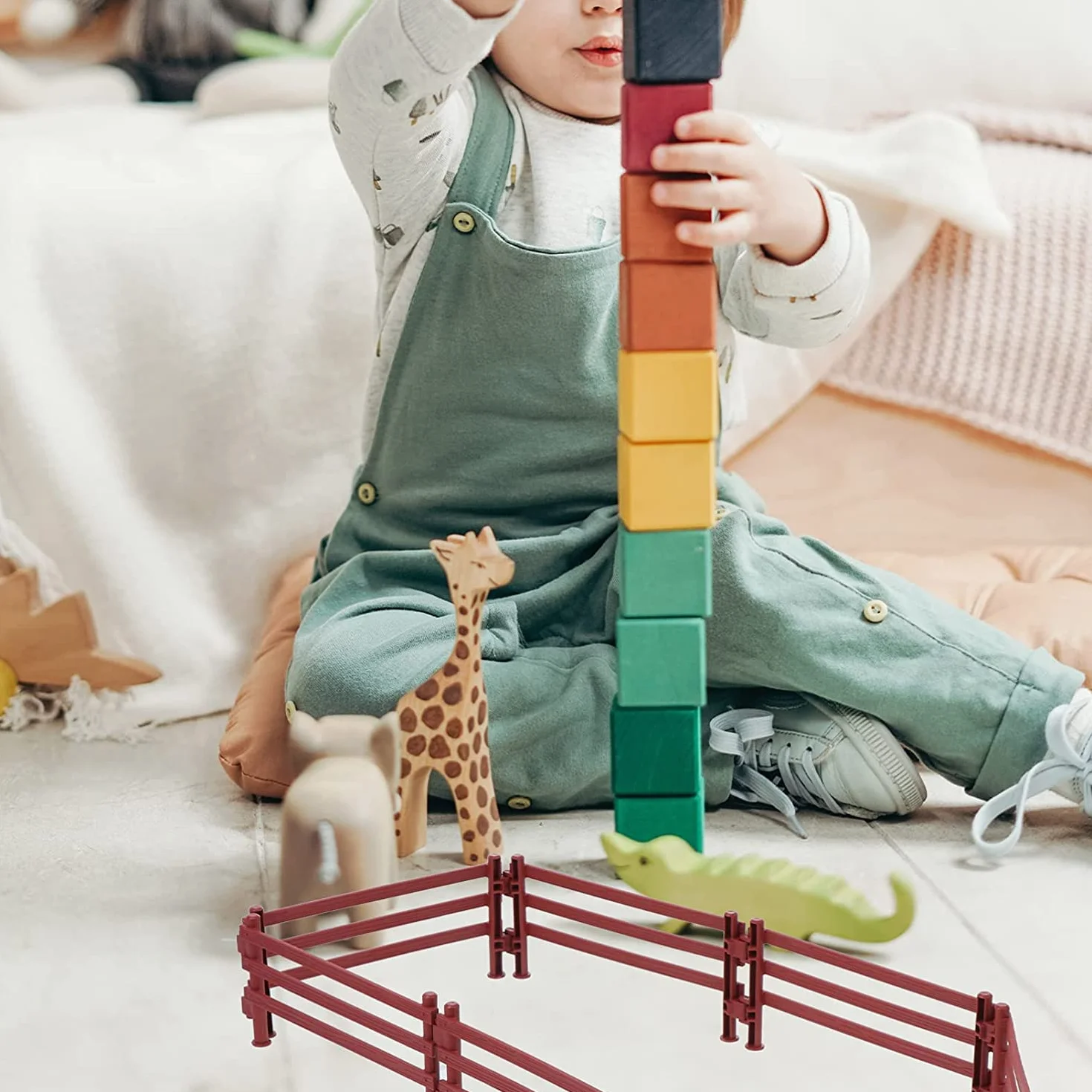 Ogrodzenie zabawki Playset akcesoria do ogrodzenia 20szt plastikowe zabawki ogrodzenia gospodarstwa prezent edukacyjny mikro dekoracje krajobrazu (brązowy)