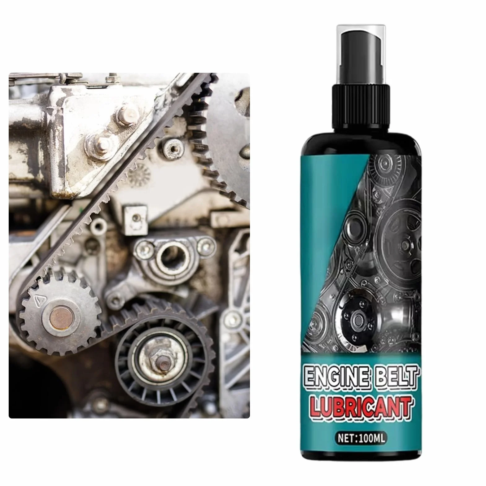 Pielęgnacja pasków, redukcja hałasu, długotrwały, spray do paska silnikowego 100 ml, do pasów zębowych, napędowych i alternatorów, SUV, ciężarówek, pickupów, skuterów, wnętrz i