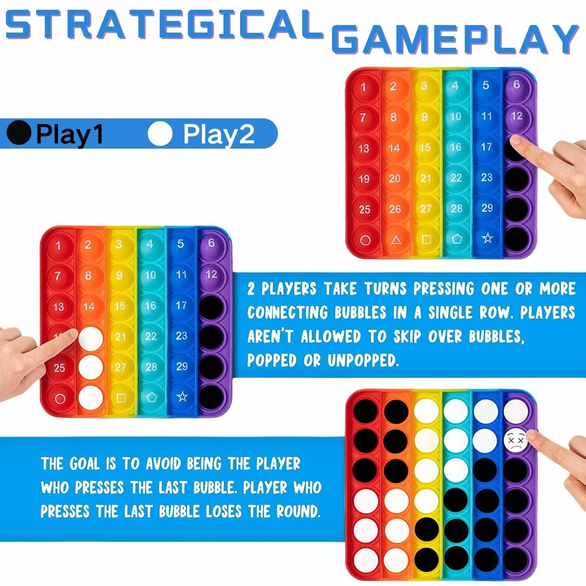 Pop Fidget Toy, Push Bubble Sensory Wybuchające silikonowe bąbelki sensoryczne Zabawka edukacyjna Matematyka Zabawki antystresowe Pop łagodzą stres i niepokój [Losowy]