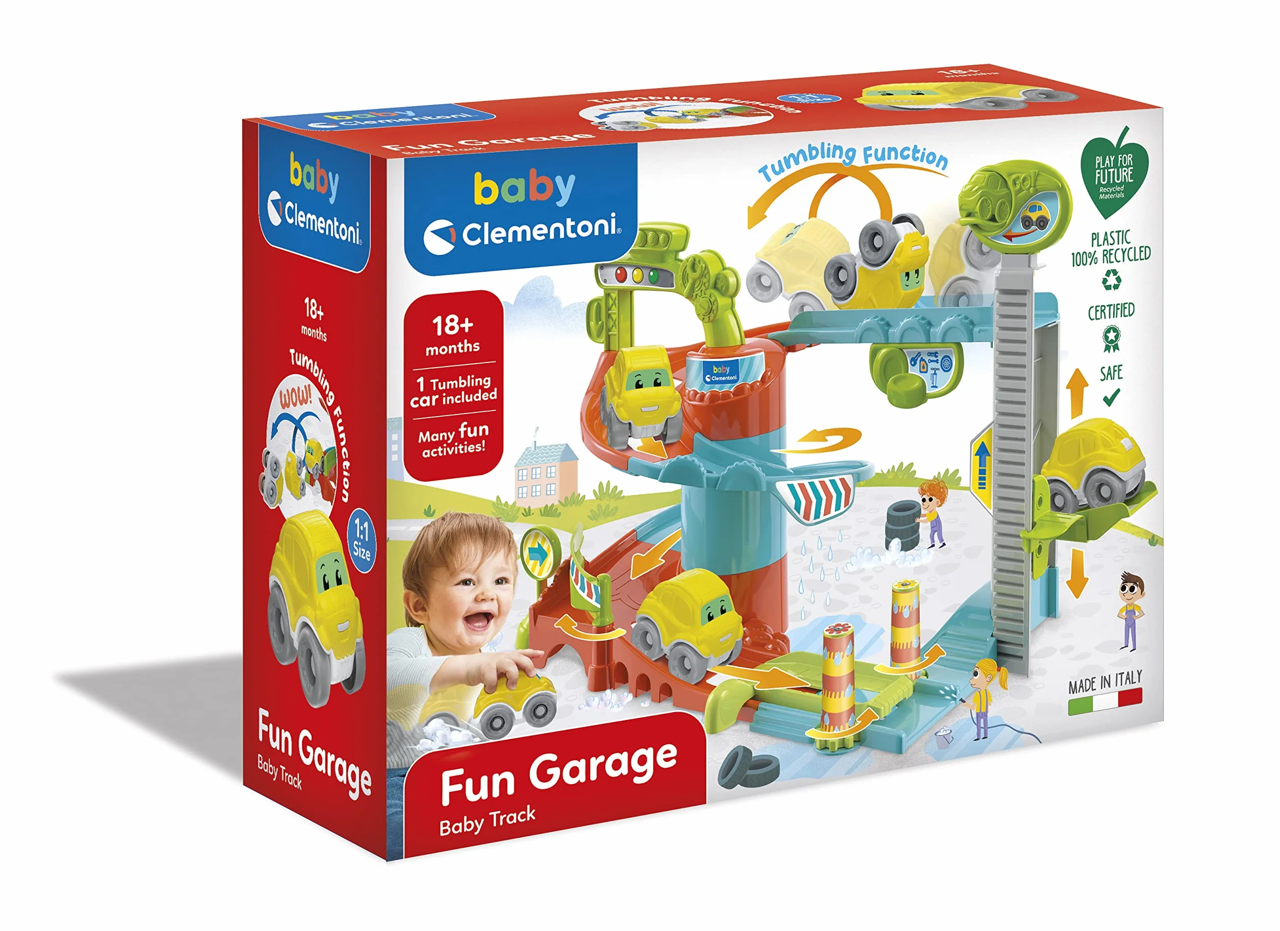 Clementoni - Fun Garage Baby Track zestaw do zabawy, wielokolorowy, 17404