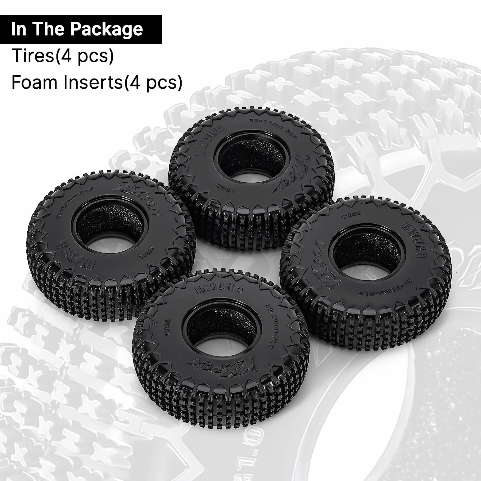 INJORA Opony 1.0 -S5 60 * 20 mm XHX Pin Opona do 1/18 1/24 RC Crawler SCX24 FCX24