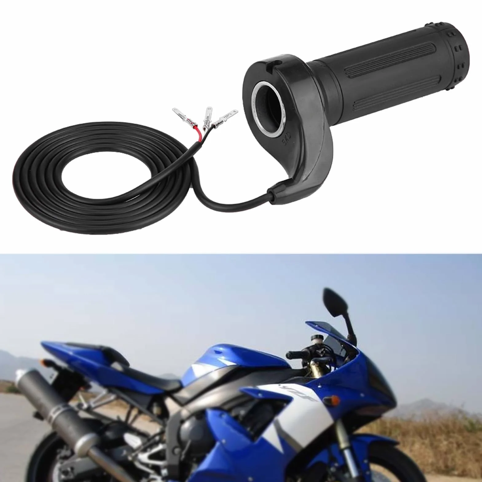 Qiilu Uniwersalny elektryczny uchwyt przepustnicy 22,5 mm, zestaw z kablem do rowerów elektrycznych i motocykli ATV 1