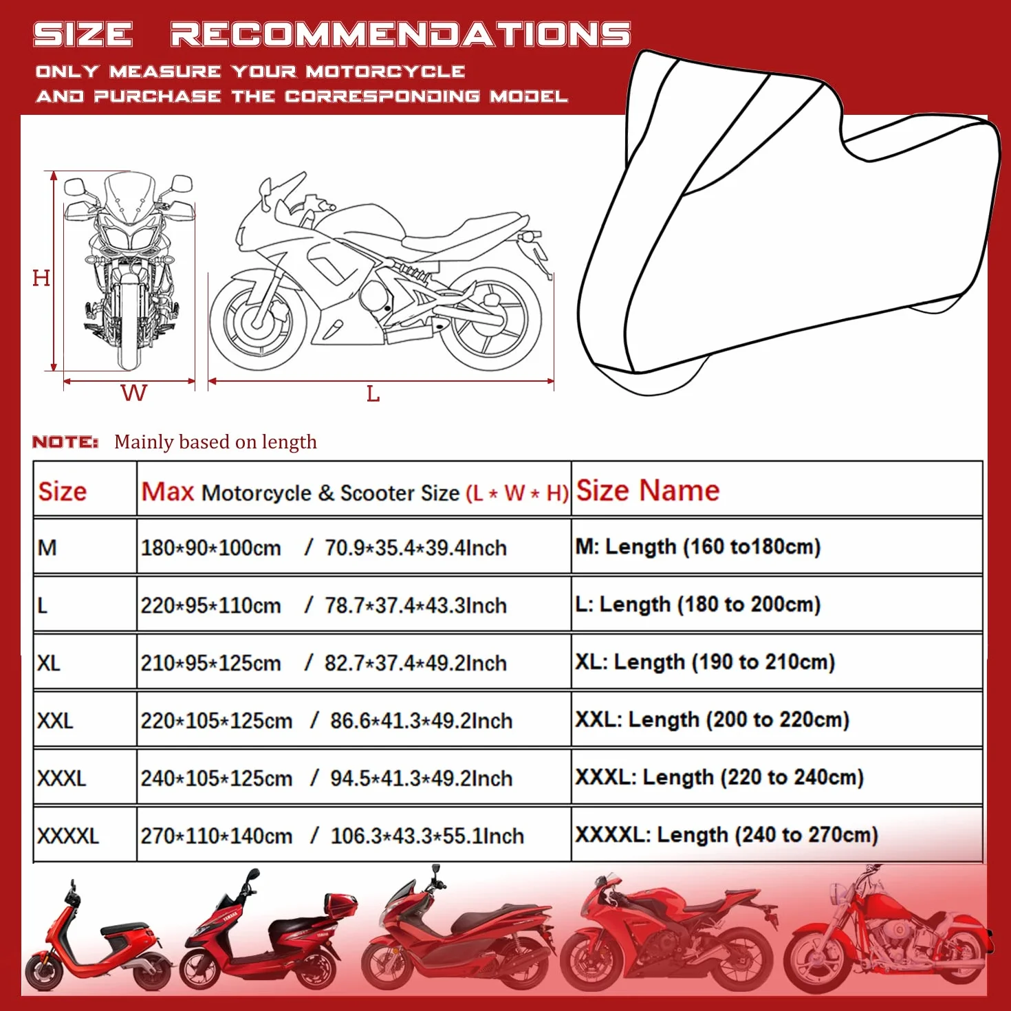 Pokrowiec na Motocykl do Użytku Wewnątrz, Elastyczna, Oddychająca, Miękka, Rozciągliwa Tkanina Pokrowiec na Skuter, Osłona Przeciwkurzowa, Pokrowce na Motocykl (XXXL, Czarny)