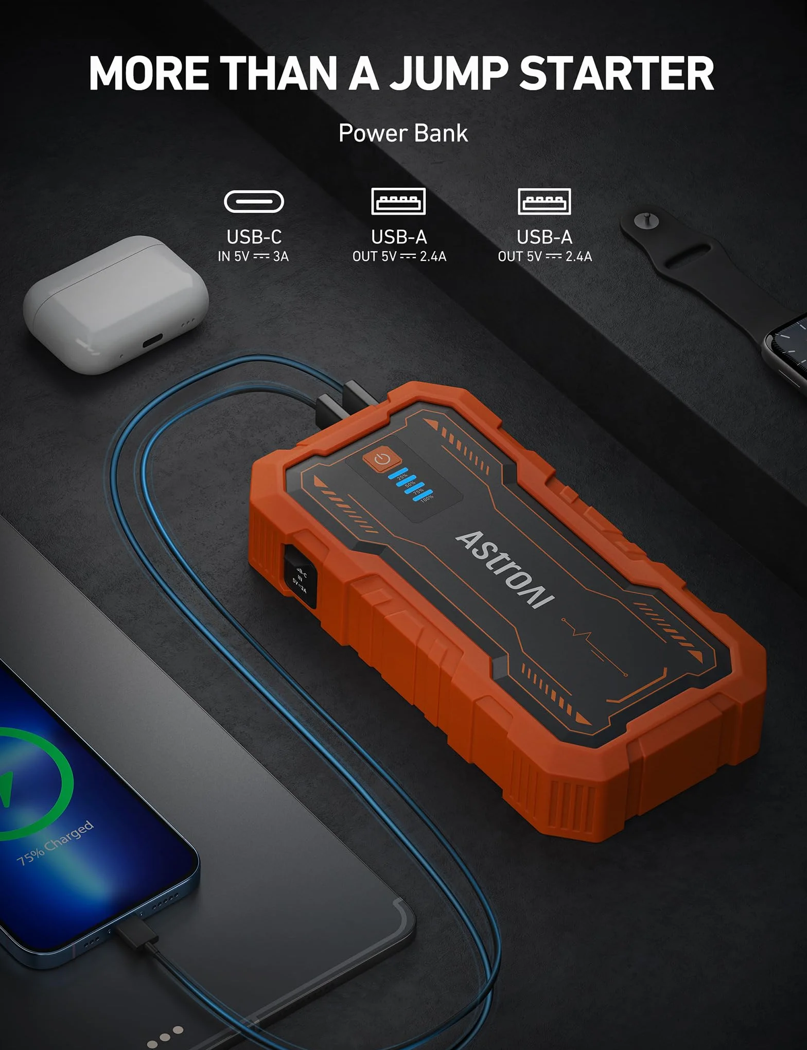 AstroAI S8 Pro Jump Starter Power Bank, 3000 A, 12 V Przenośny Rozrusznik Awaryjny