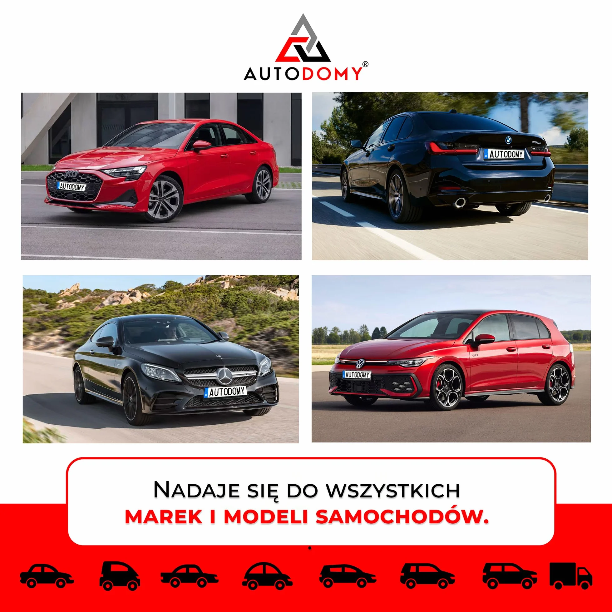 Autodomy Zestaw 2 Ramki na Tablicę Rejestracyjną 520x110 mm Homologowany Uchwyt