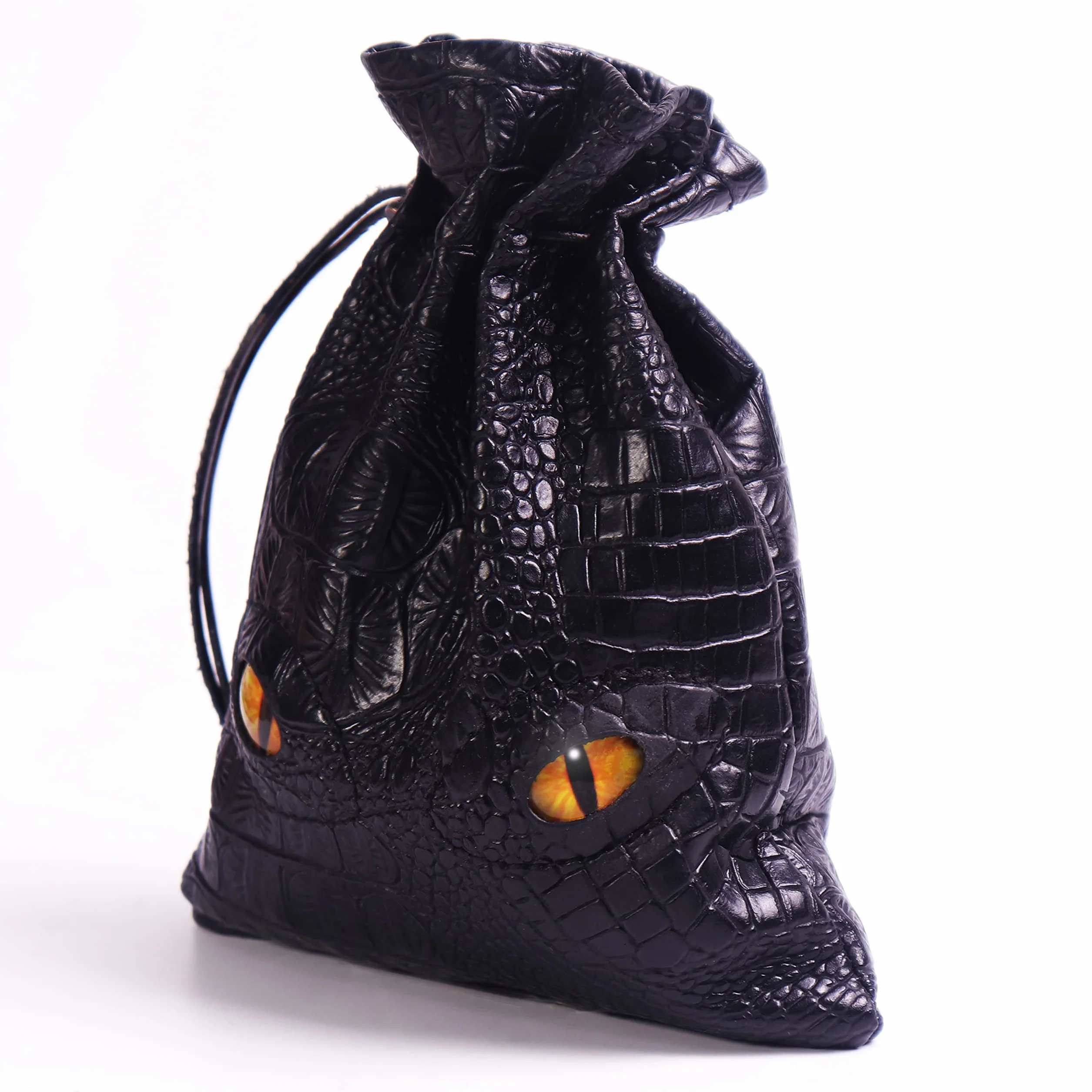 DND Dice Bag with 2 Yellow Dragon Eyes, Black Dungeons and Dragons Dice Bag, Board Game Bag of Dice, Dice Bag Hold 6 Set Dice, D and D Storage Bag for RPG Table Game, Bag for Board Game Accessories