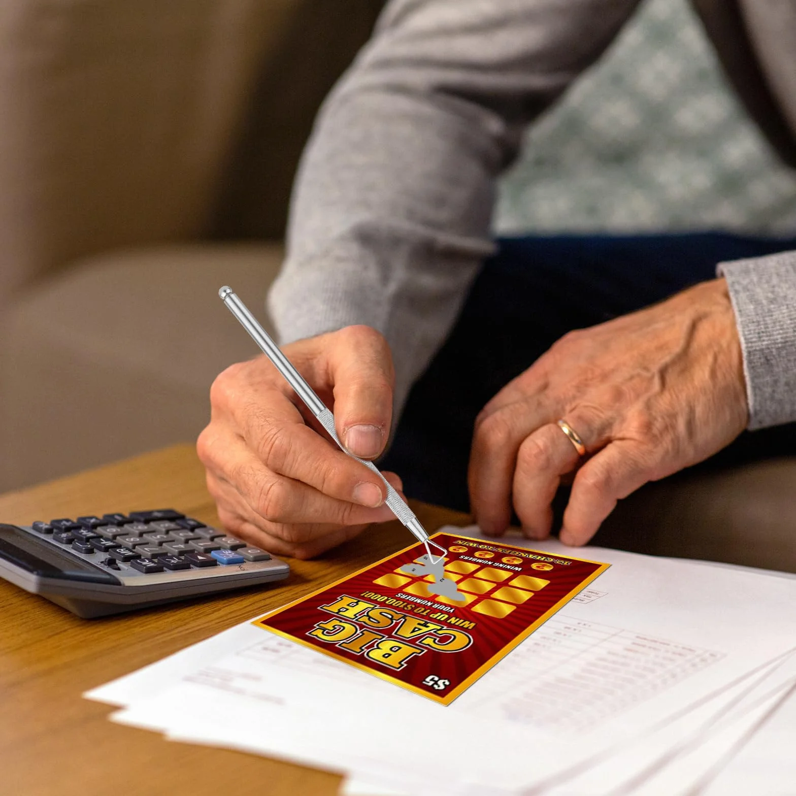 3szt Scratcher do Losów na Loterie, Stal Nierdzewna Zdrapka Lotto ze Schowkiem Metal Pomoc w Zdrapywaniu Etykiet Nieskazitelne Odsloniecia Latwe do Trzymania