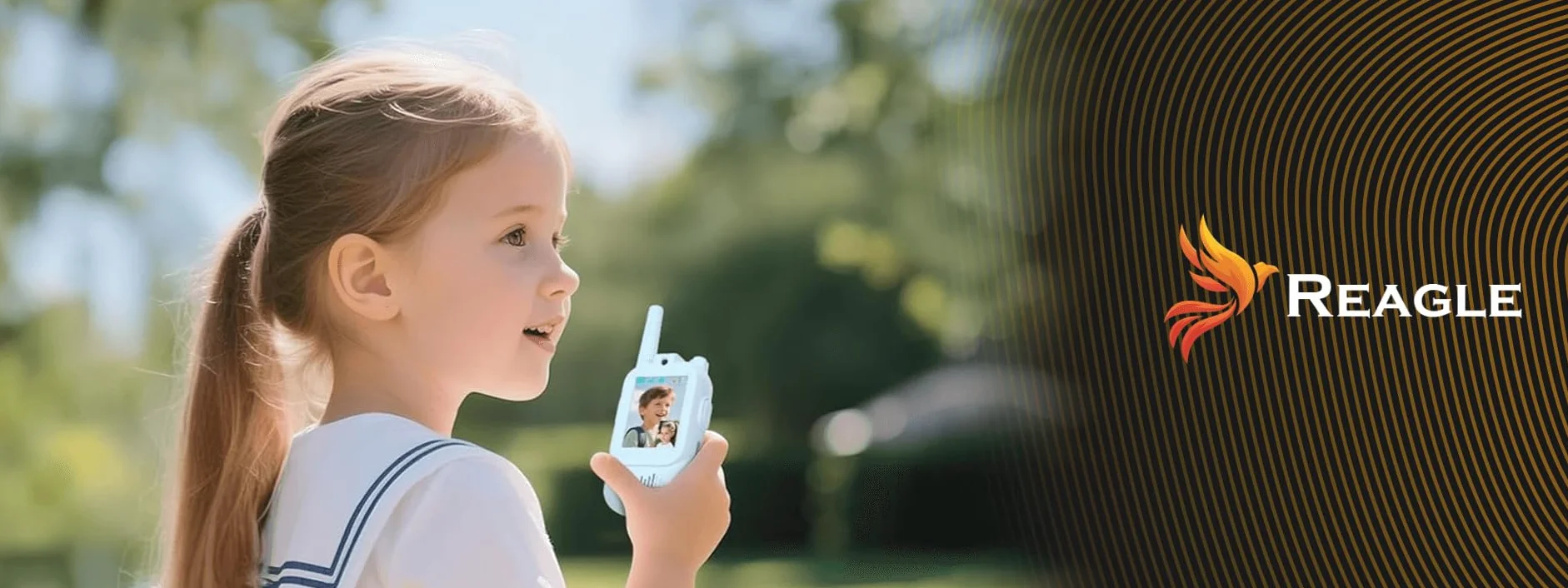 Reagle Krótkofalówka dla dzieci 2 szt. z Ekranem Video i Zmianą Głosu, Walkie Talkie USB-C Zasięg do 300 m Przesyłanie Zdjęć, Zabawka ŁOKI TOKI Prezent dla chłopca dziewczynki