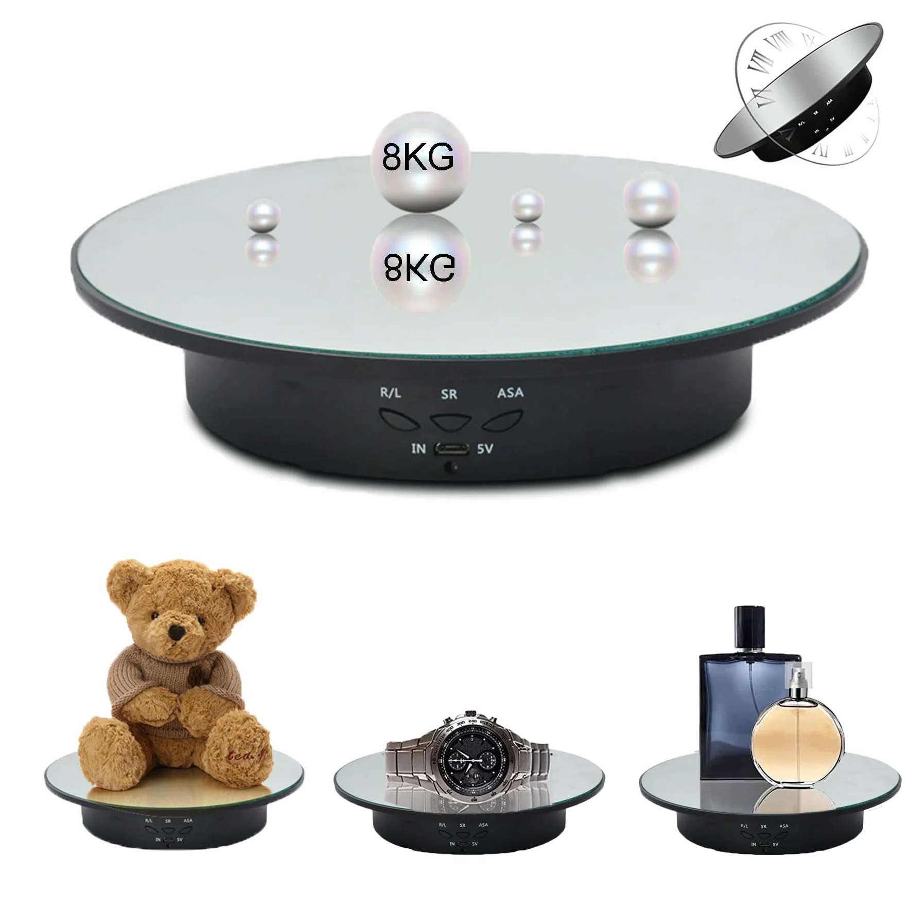 zalati Obrotowy stojak ekspozycyjny z napędem silnikowym gramofon 360° elektryczny stojak wystawowy z powłoką lustrzaną do figurek akcji, fotografii, biżuterii i rozpakowywania