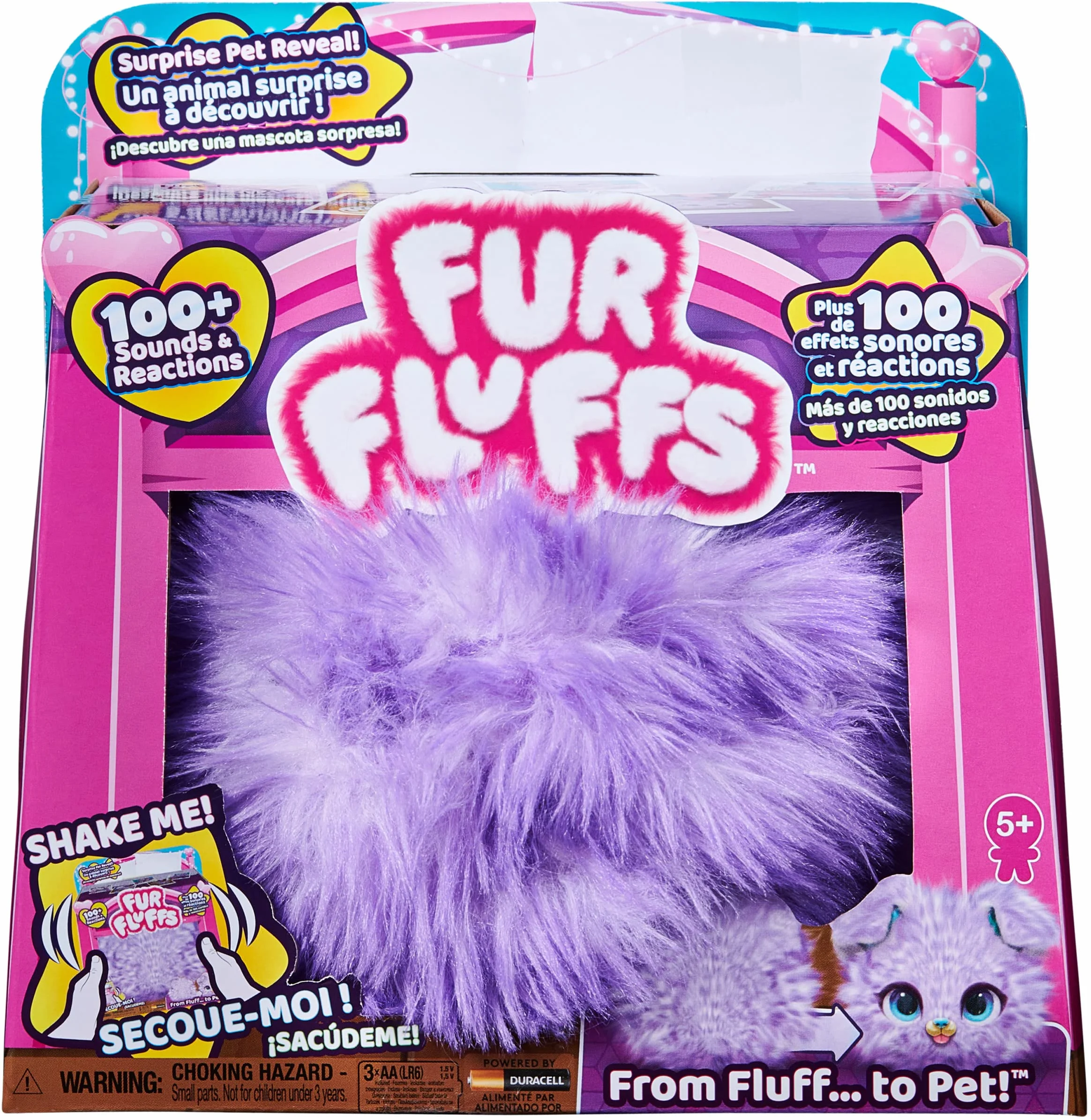 Fur Fluffs Pompon Pets Puppy Pluszak Interaktywny, Fioletowy, od 5 lat