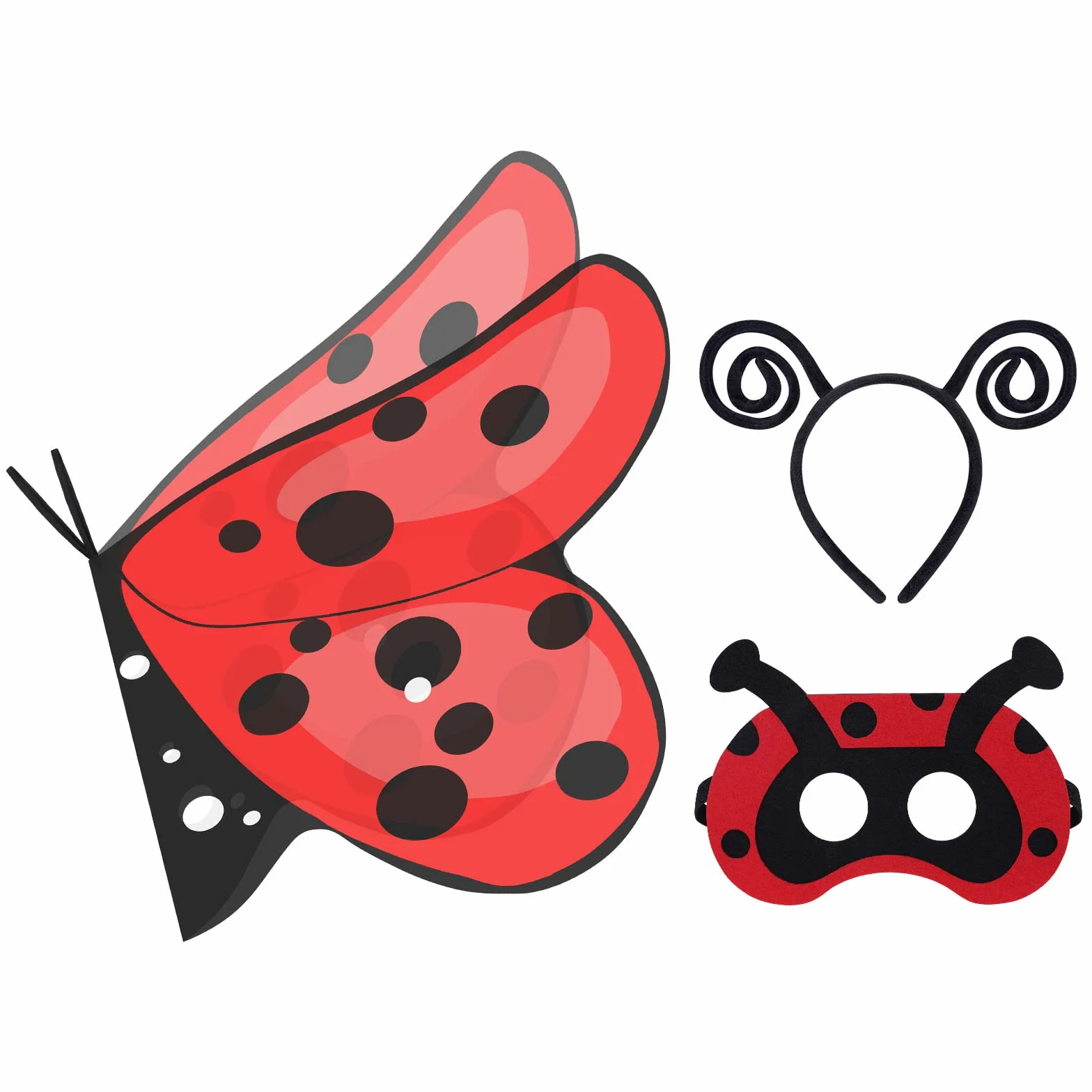 AOMIG Kostium dla dzieci Butterfly Wings, 3 szt. kostium Butterfly Fairy z tęczowymi motylami, opaską na głowę i maską na oczy, Butterfly Cape Wings Drobna sukienka na Boże Narodzenie, Halloween Party